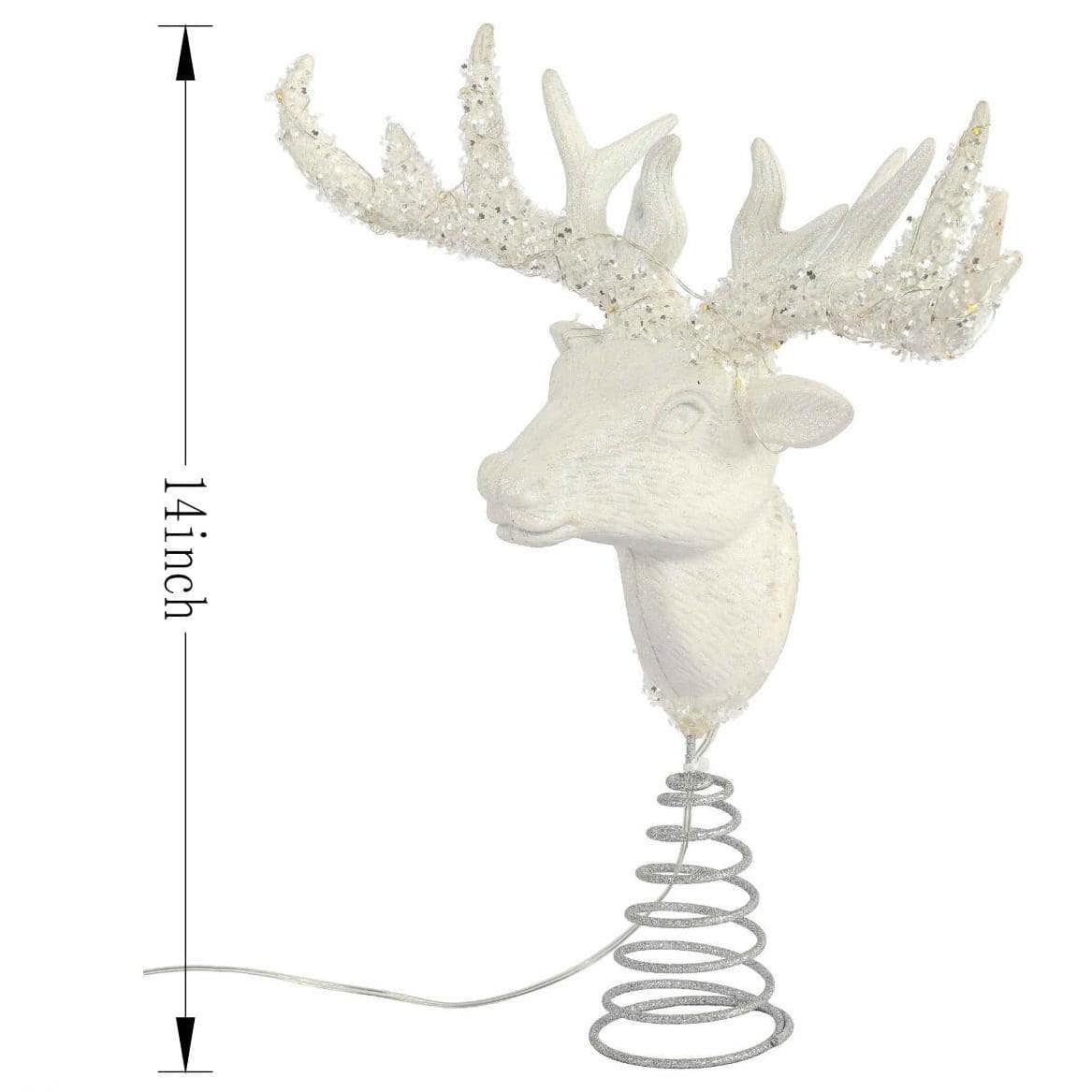13&#x22; White Stag Head Lighted Tree Topper by Ashland&#xAE;