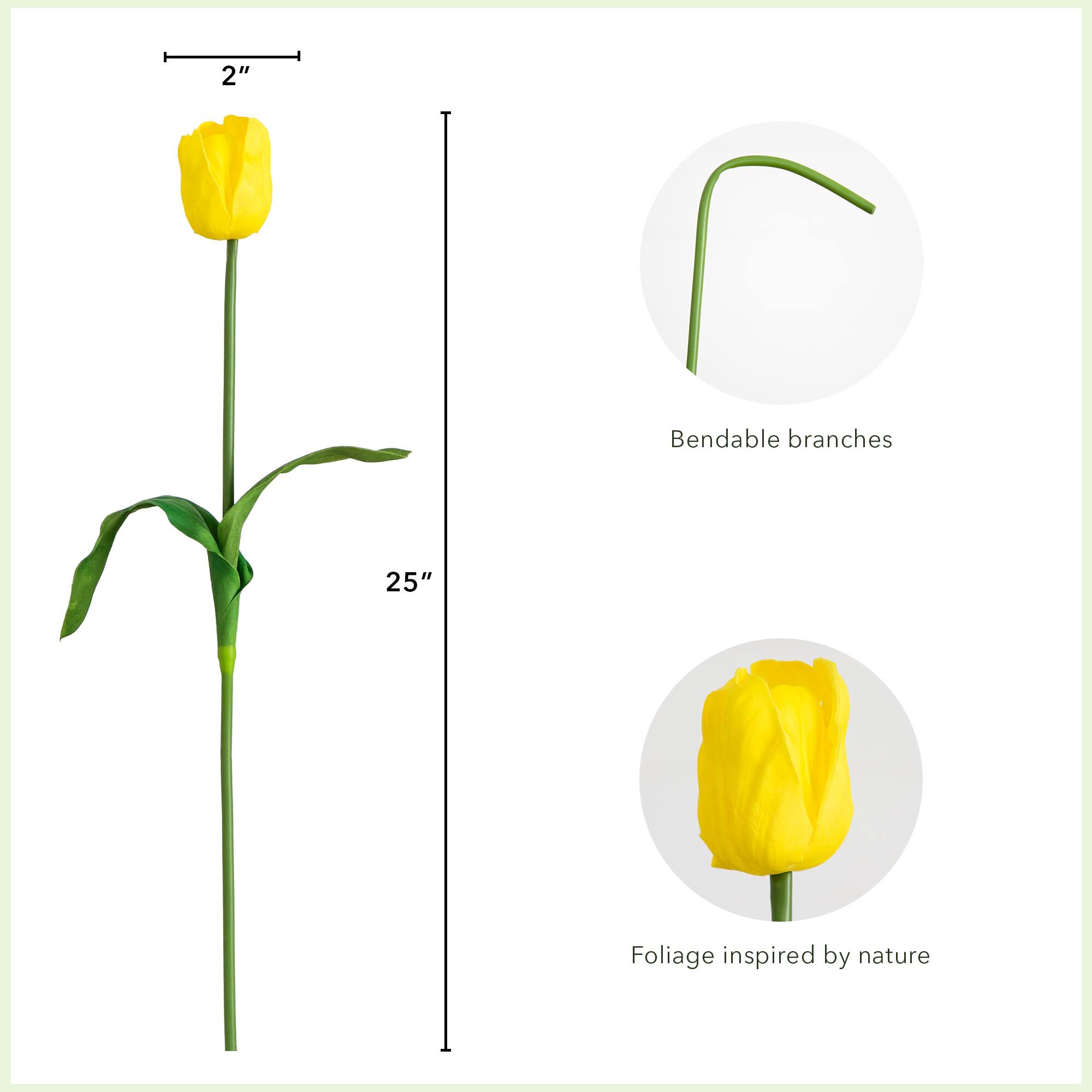 25&#x22; Yellow Tulip Flower Stems, 3ct.