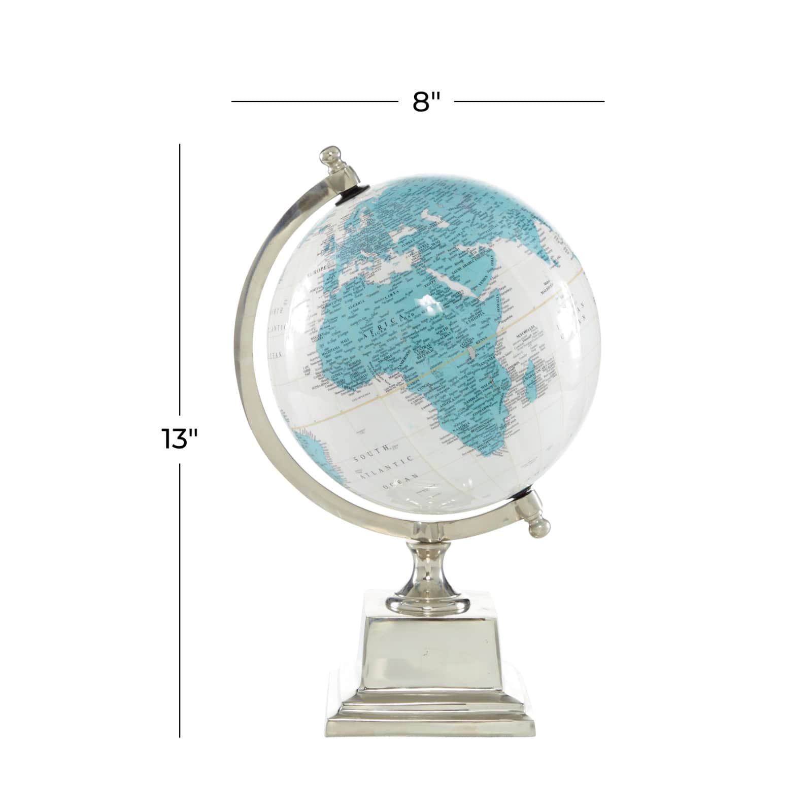 13&#x22; Turquoise &#x26; White Aluminum Globe