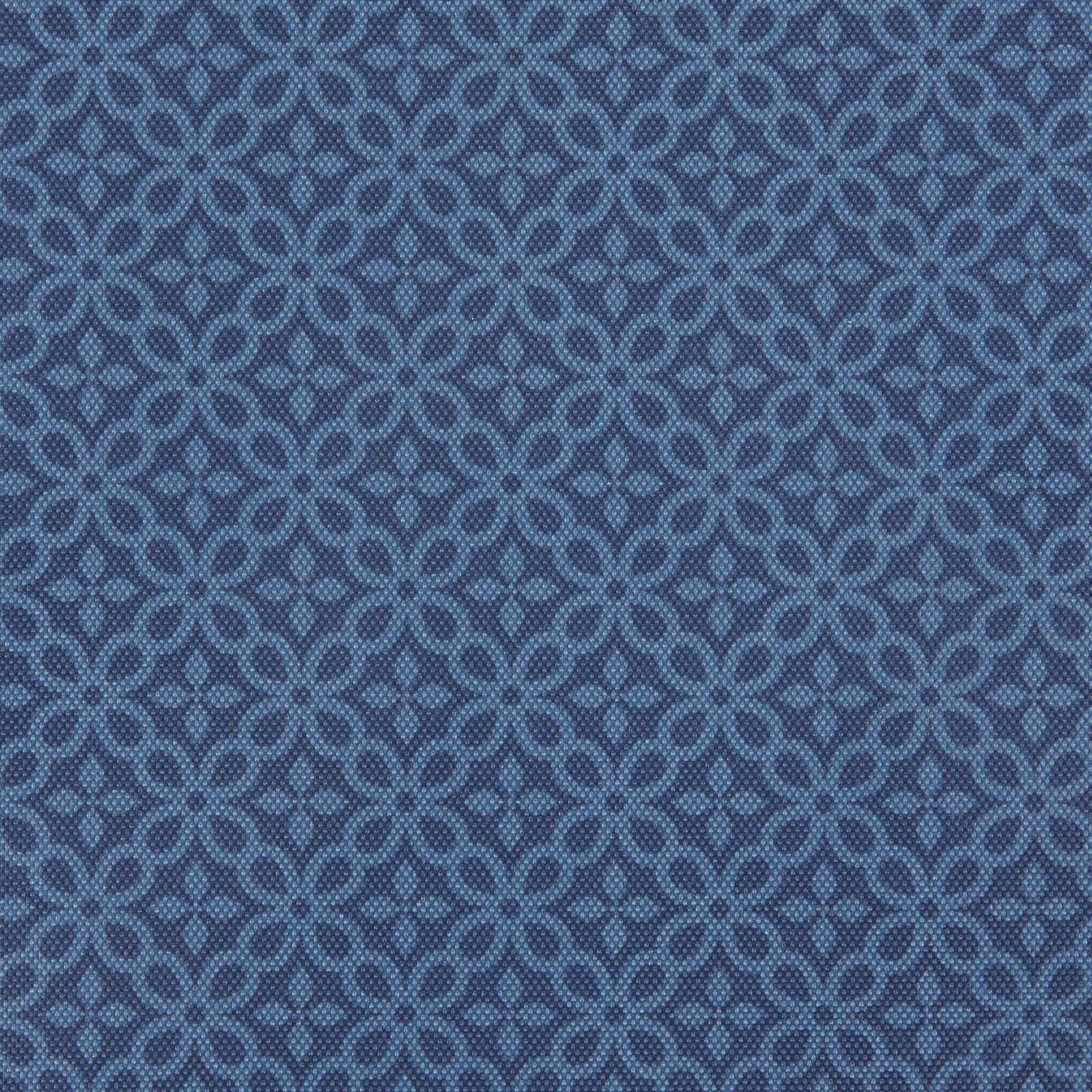 French Blue Tonal Lattice Print Outdoor Tablecloth 60&#x22; Round