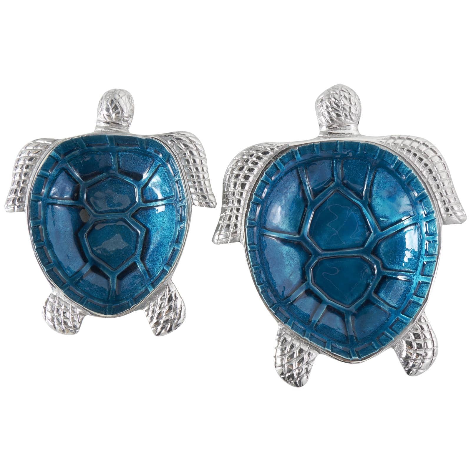 Blue Aluminum Metal Turtle Enameled Decorative Bowls, 2ct.