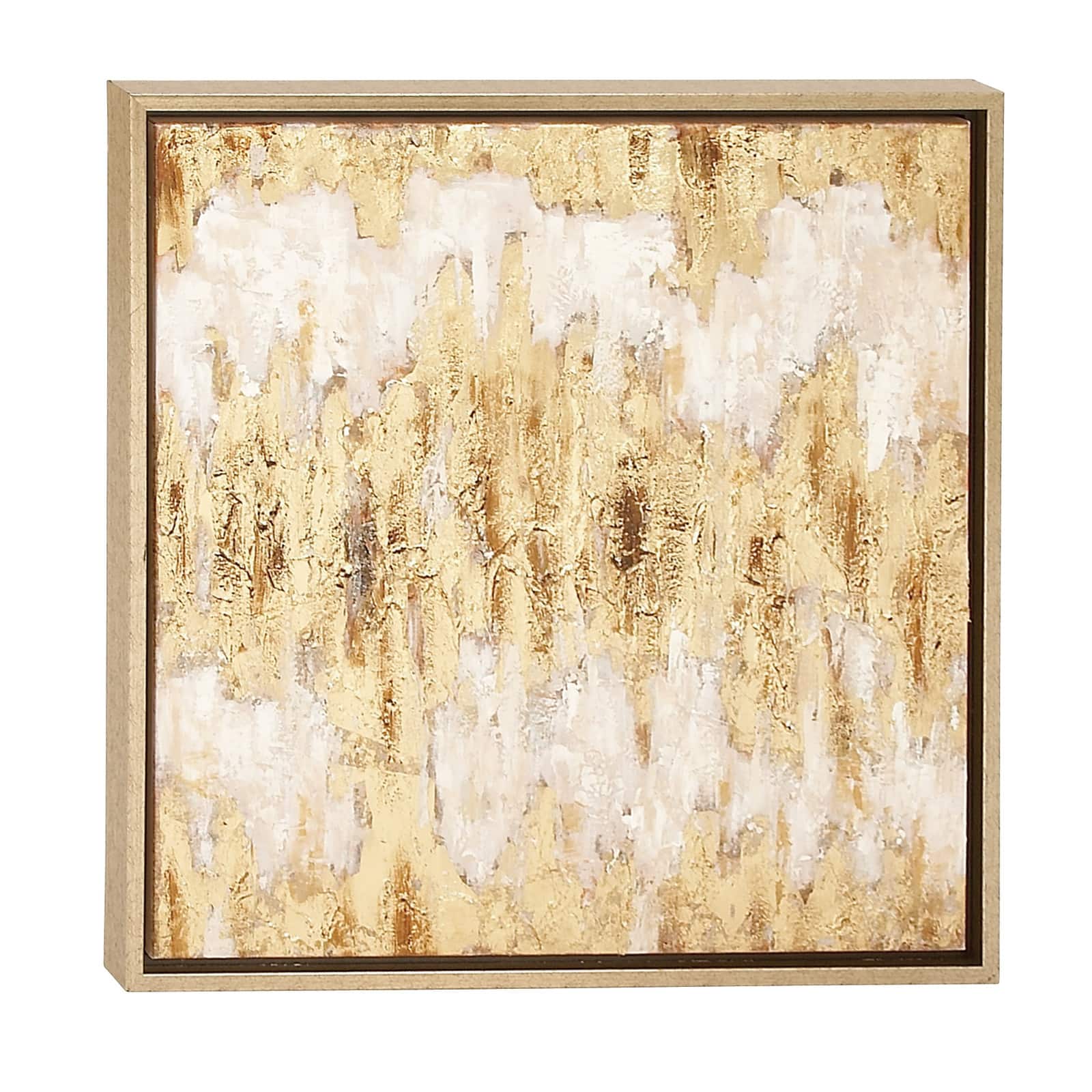 CosmoLiving by Cosmopolitan Beige &#x26; Gold Glam Framed Canvas Wall Art