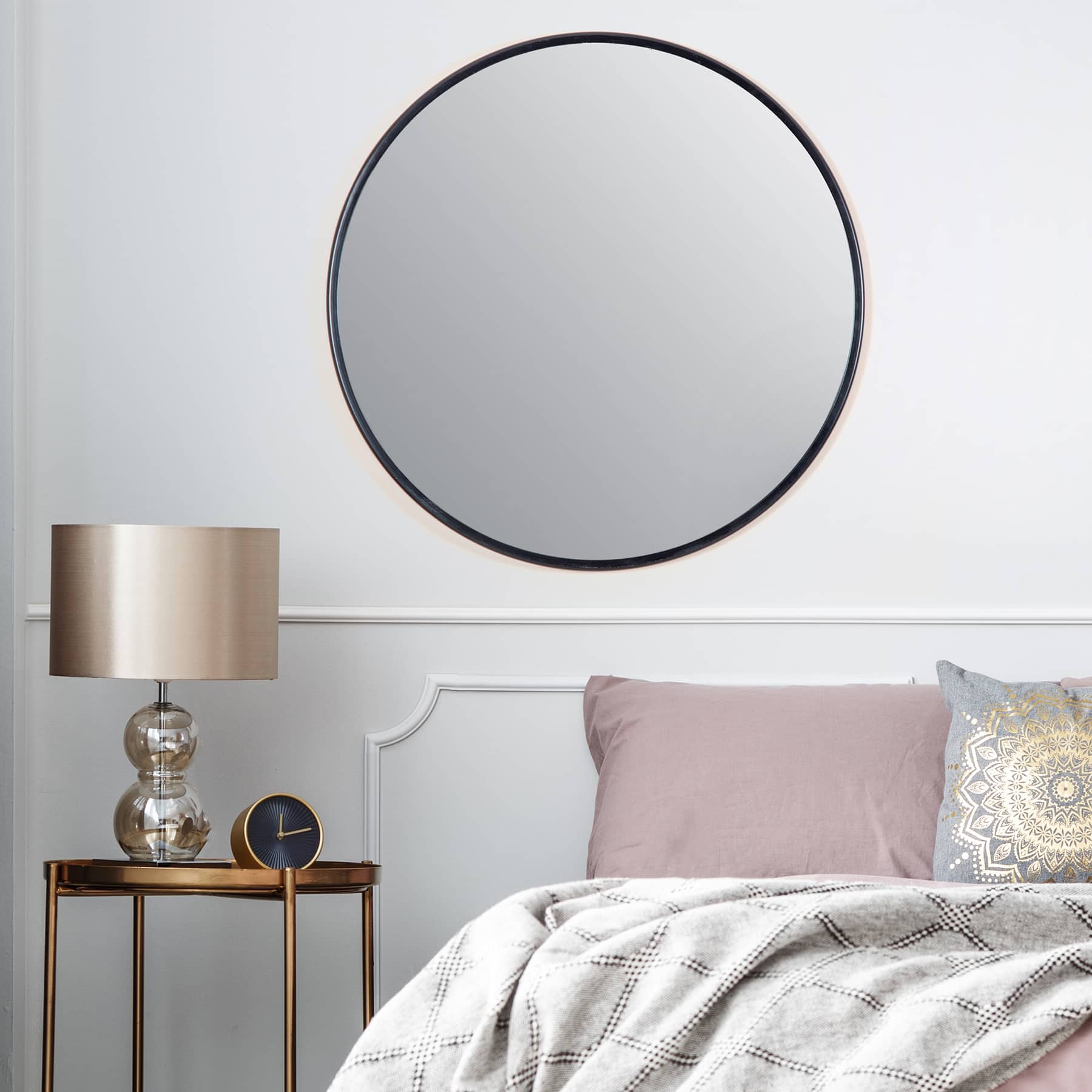 Habitat Adelina 30&#x22; Black Circular Wall Mirror