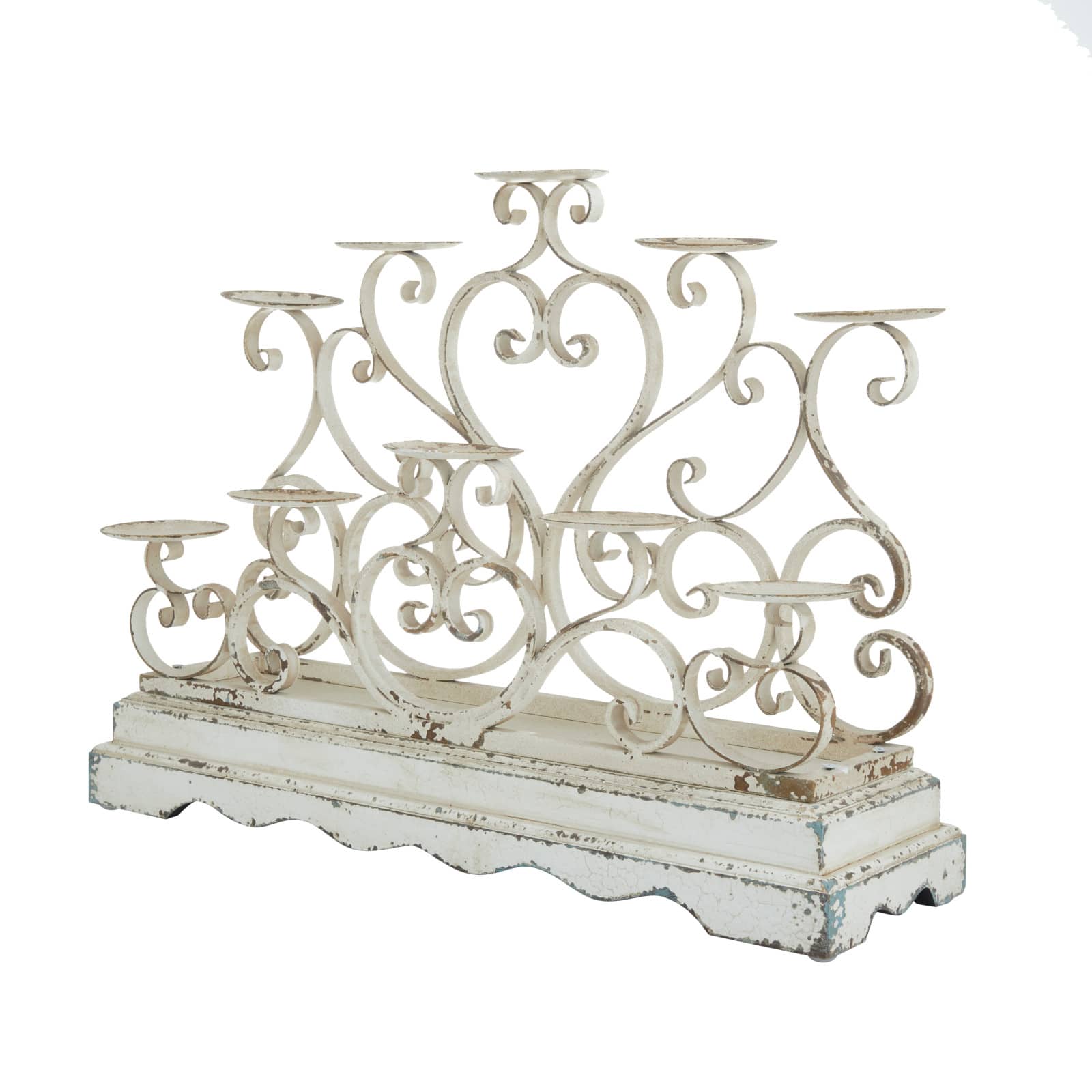 White Iron French Country Candelabra, 18&#x22; x 23&#x22; x 8&#x22;