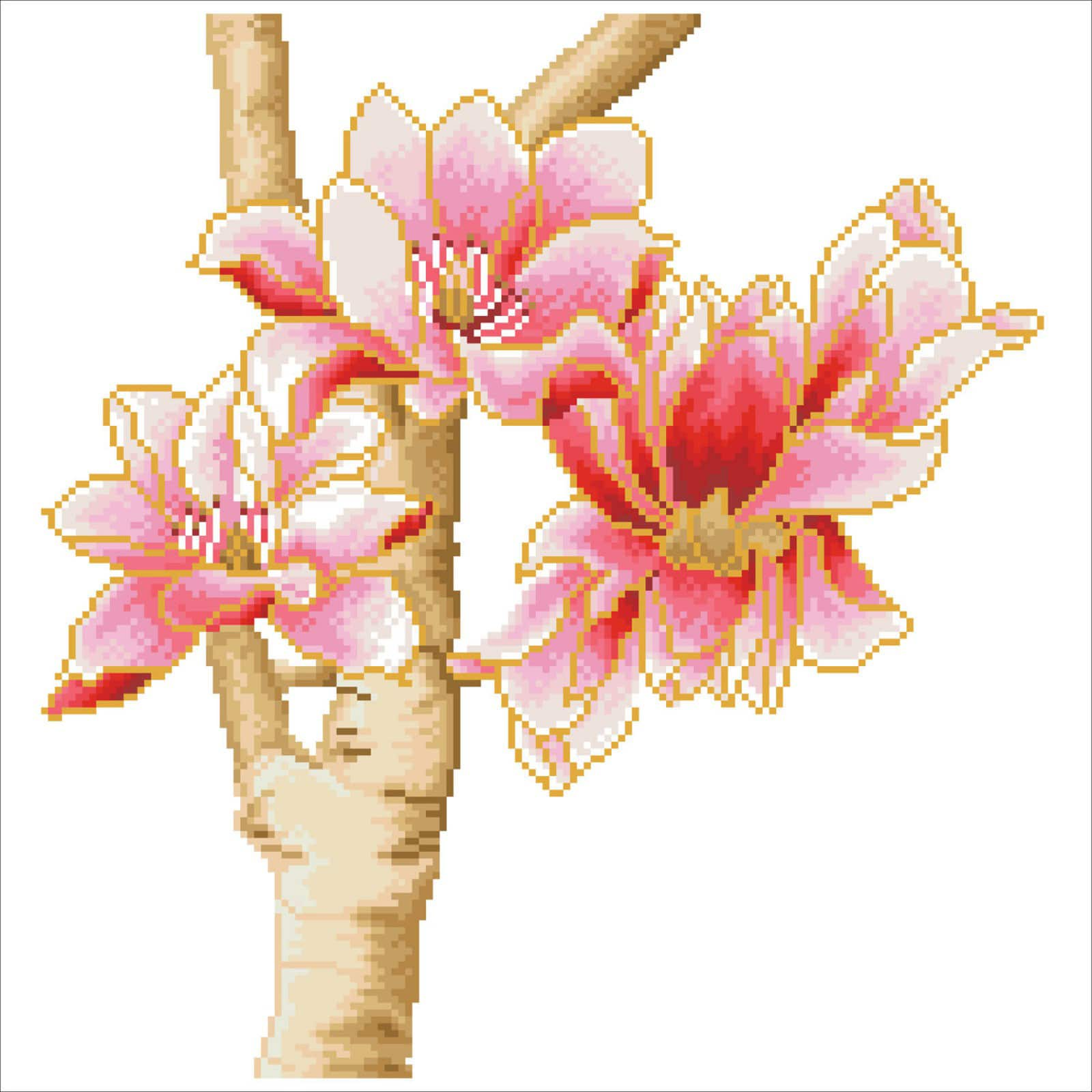 Diamond Dotz&#xAE; Intermediate Magnolias On Blue 1 Diamond Painting Kit