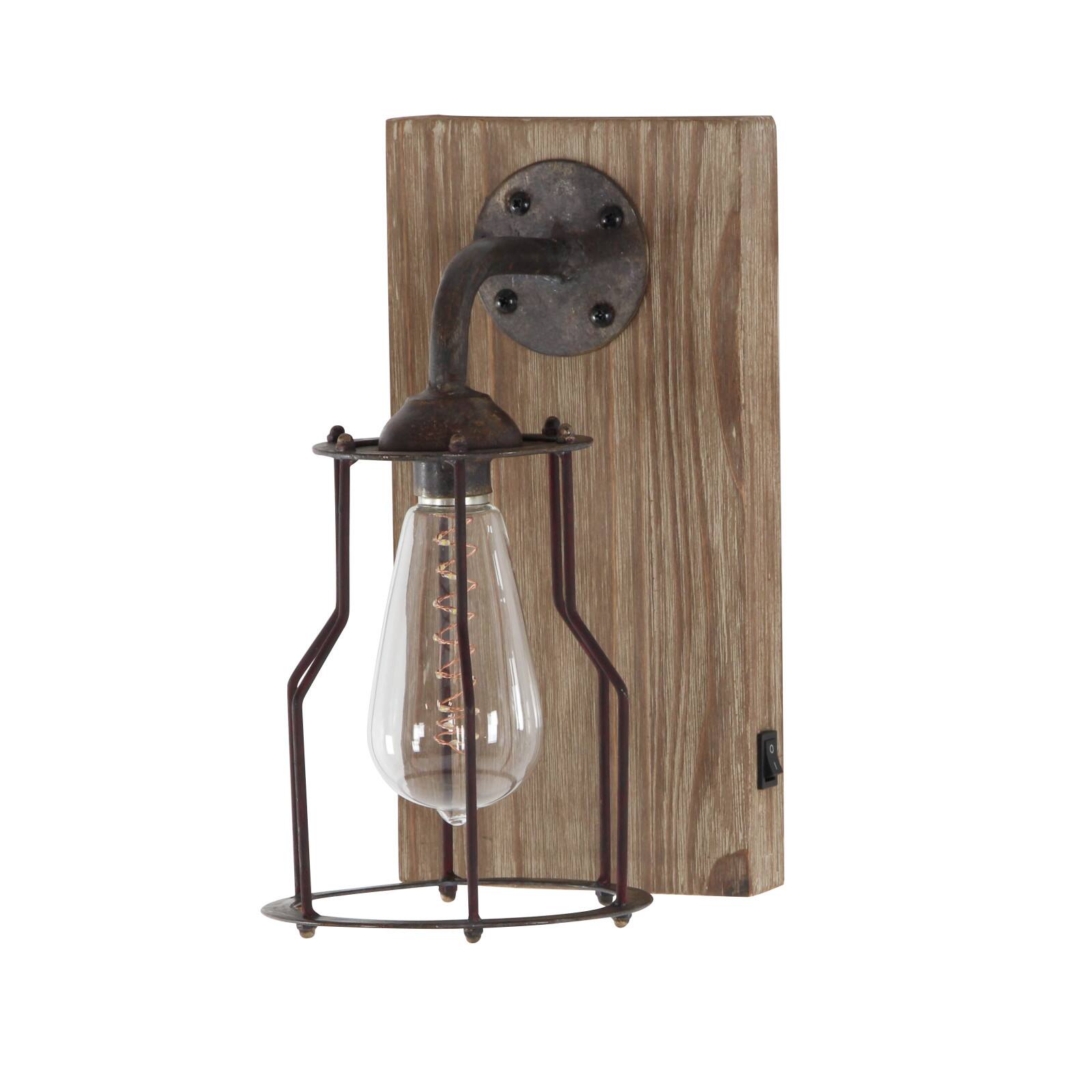 11&#x22; Brown Iron Industrial LED Wall Sconce