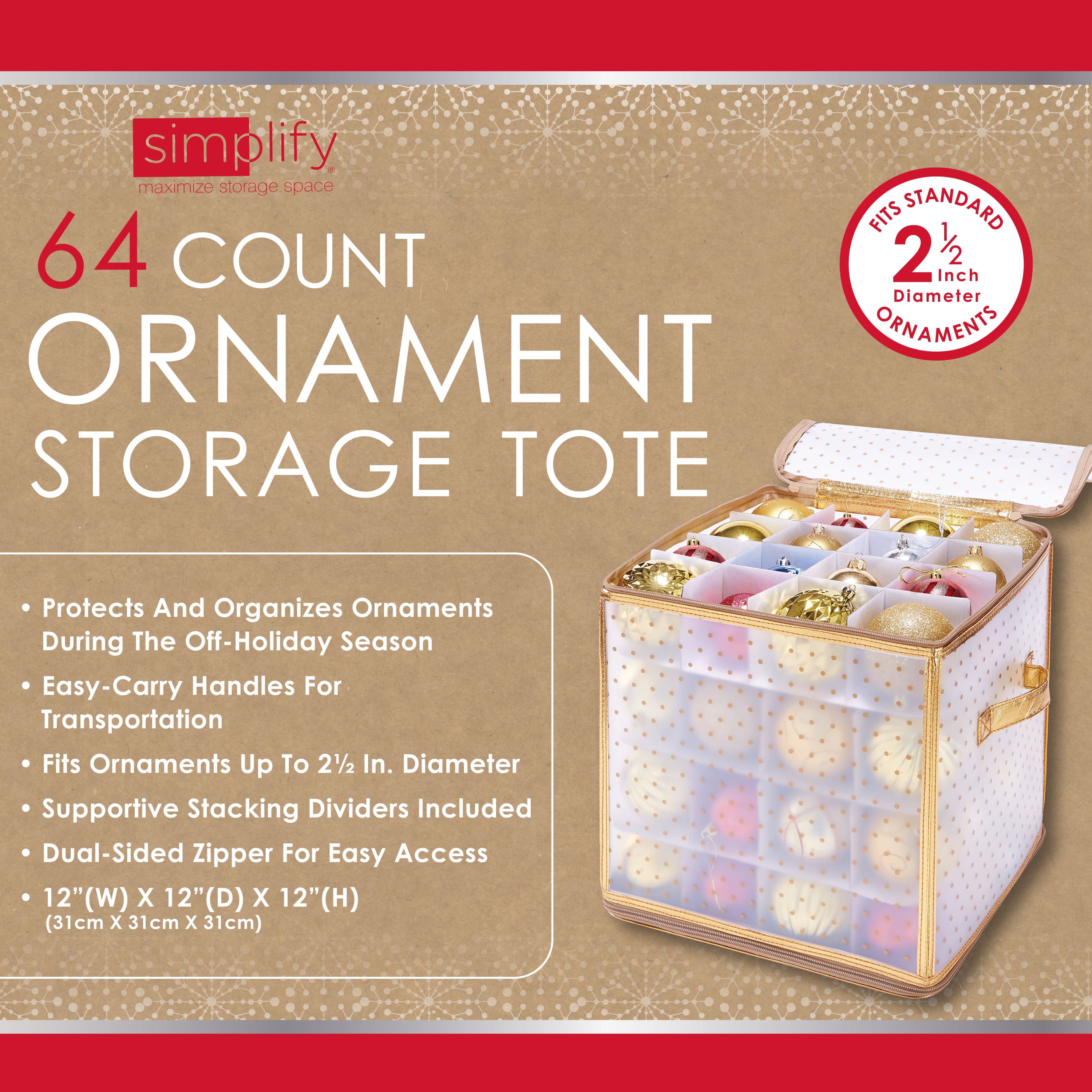 Simplify Clear &#x26; Gold Ornament Organizer