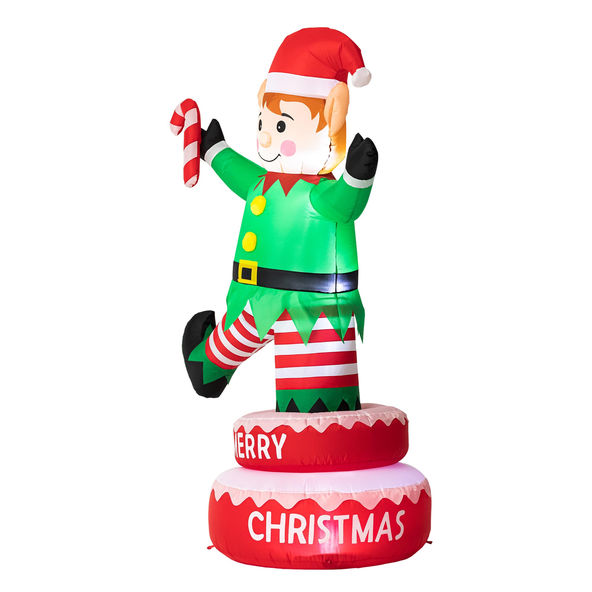 Glitzhome&#xAE; 6ft. Light-Up Inflatable Rotating Elf D&#xE9;cor