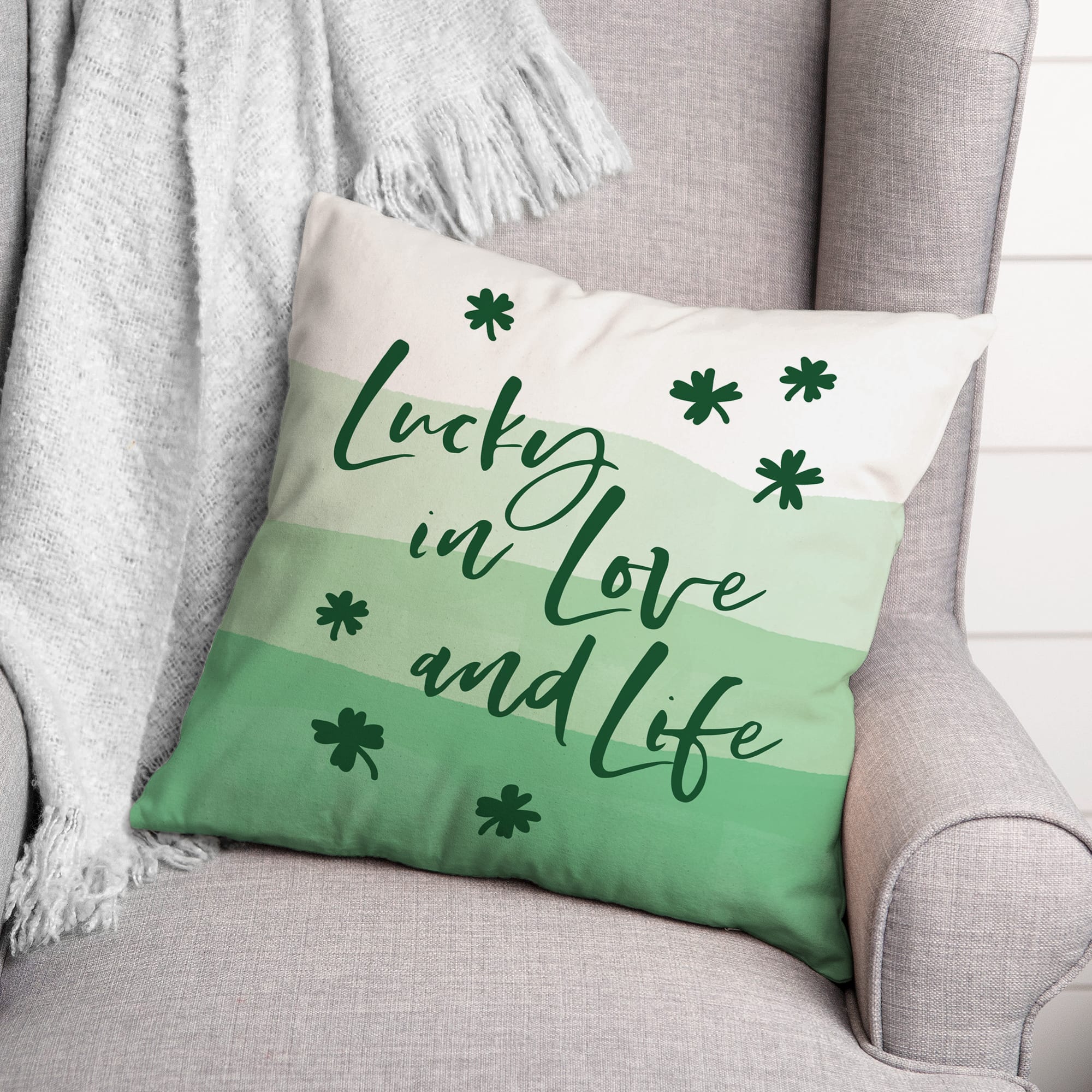 Lucky, Love &#x26; Life Throw Pillow