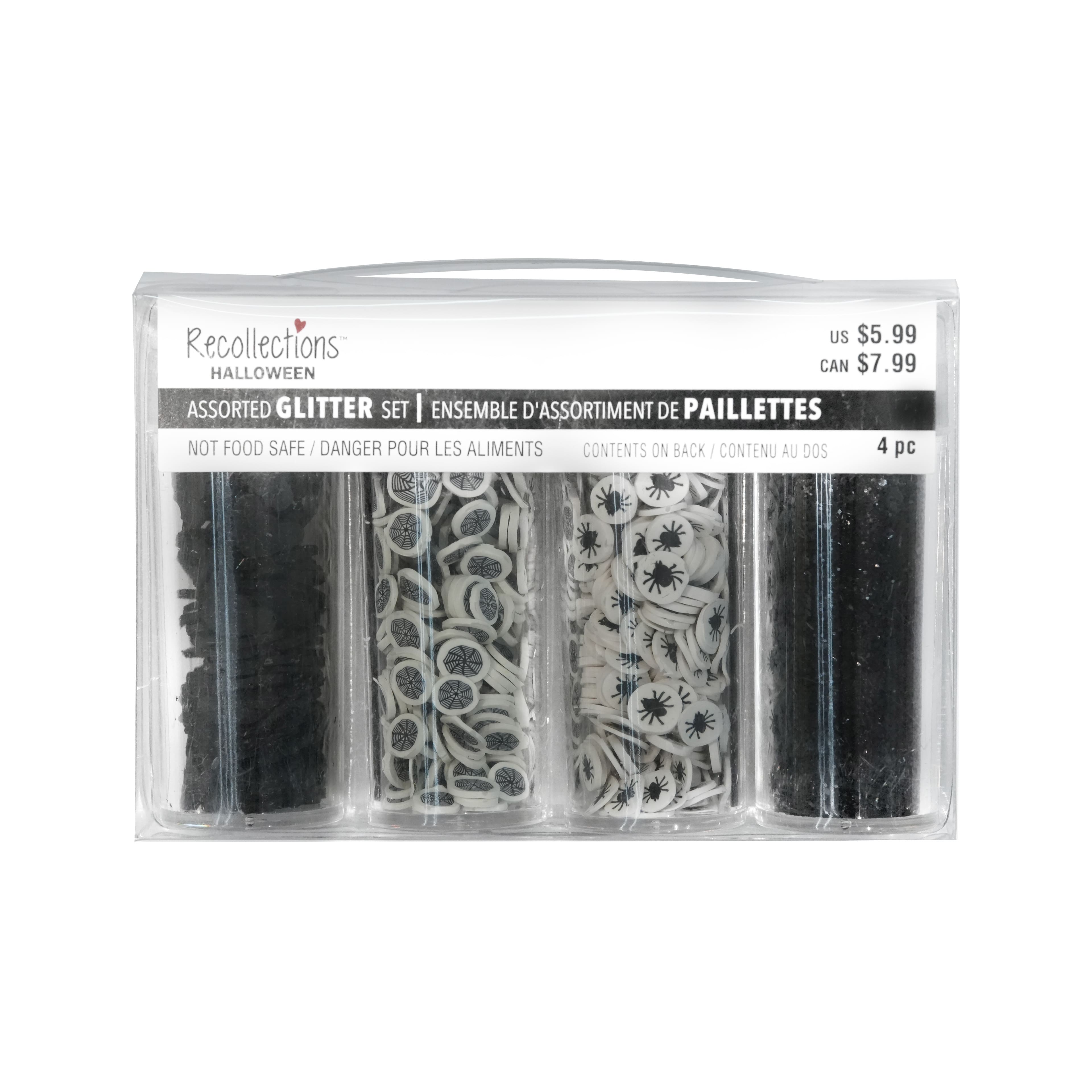Halloween Bats &#x26; Spiders Mixed 4-Piece Clay Glitter Set by Recollections&#x2122;