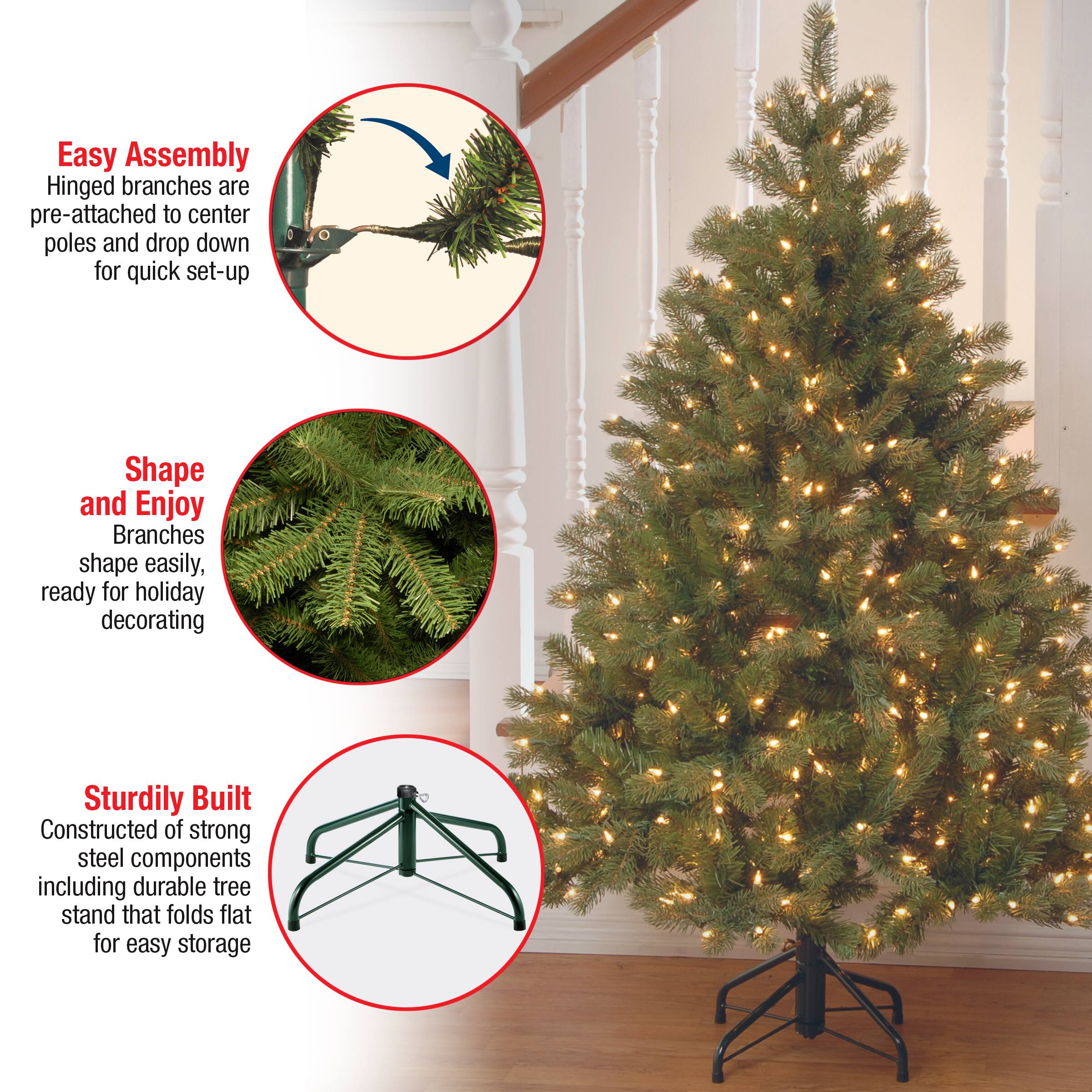 4.5 ft. Pre-lit Feel Real® Downswept Douglas Full Artificial Christmas Tree