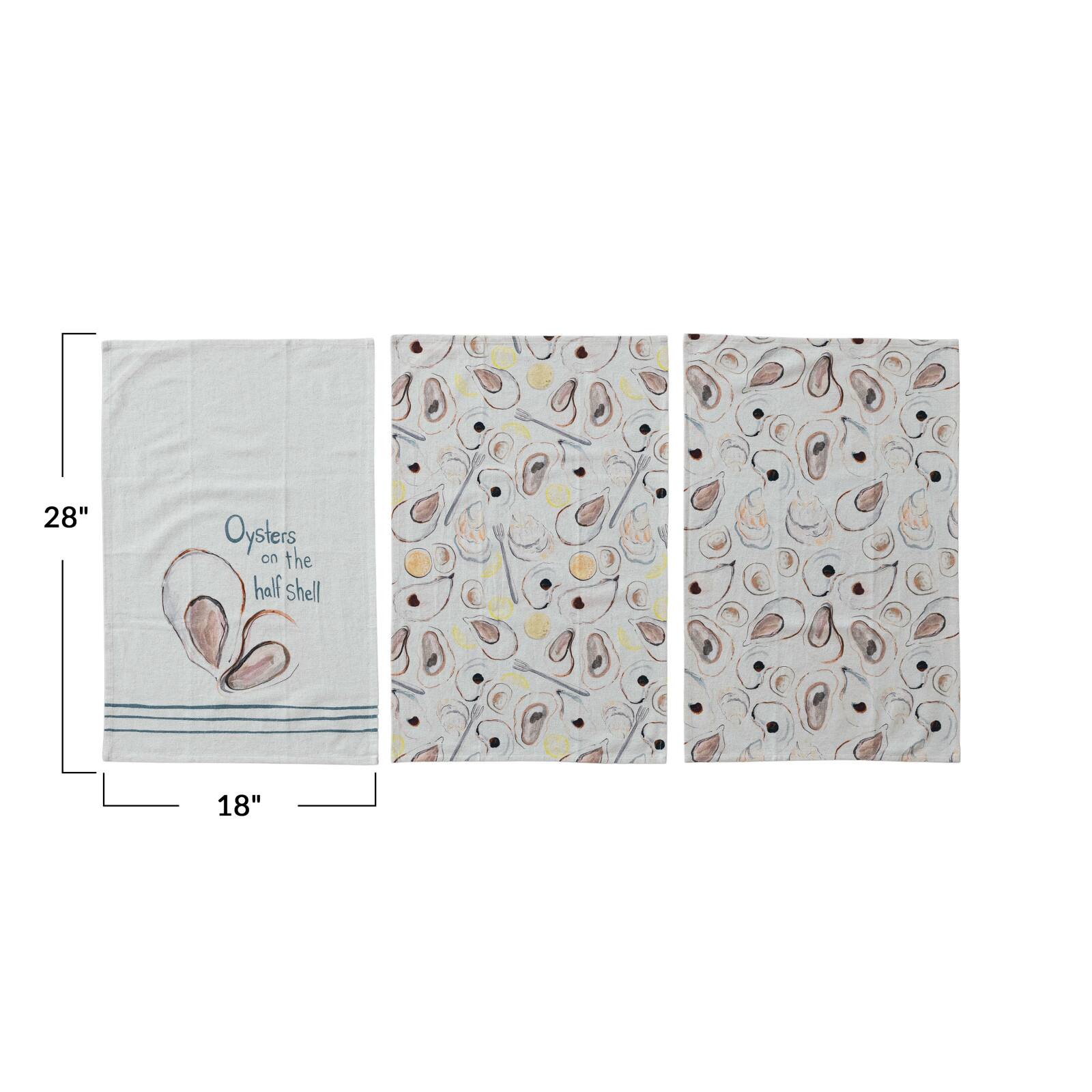 Hello Honey&#xAE; Multicolor Cotton &#x26; Linen Oyster Tea Towels Set
