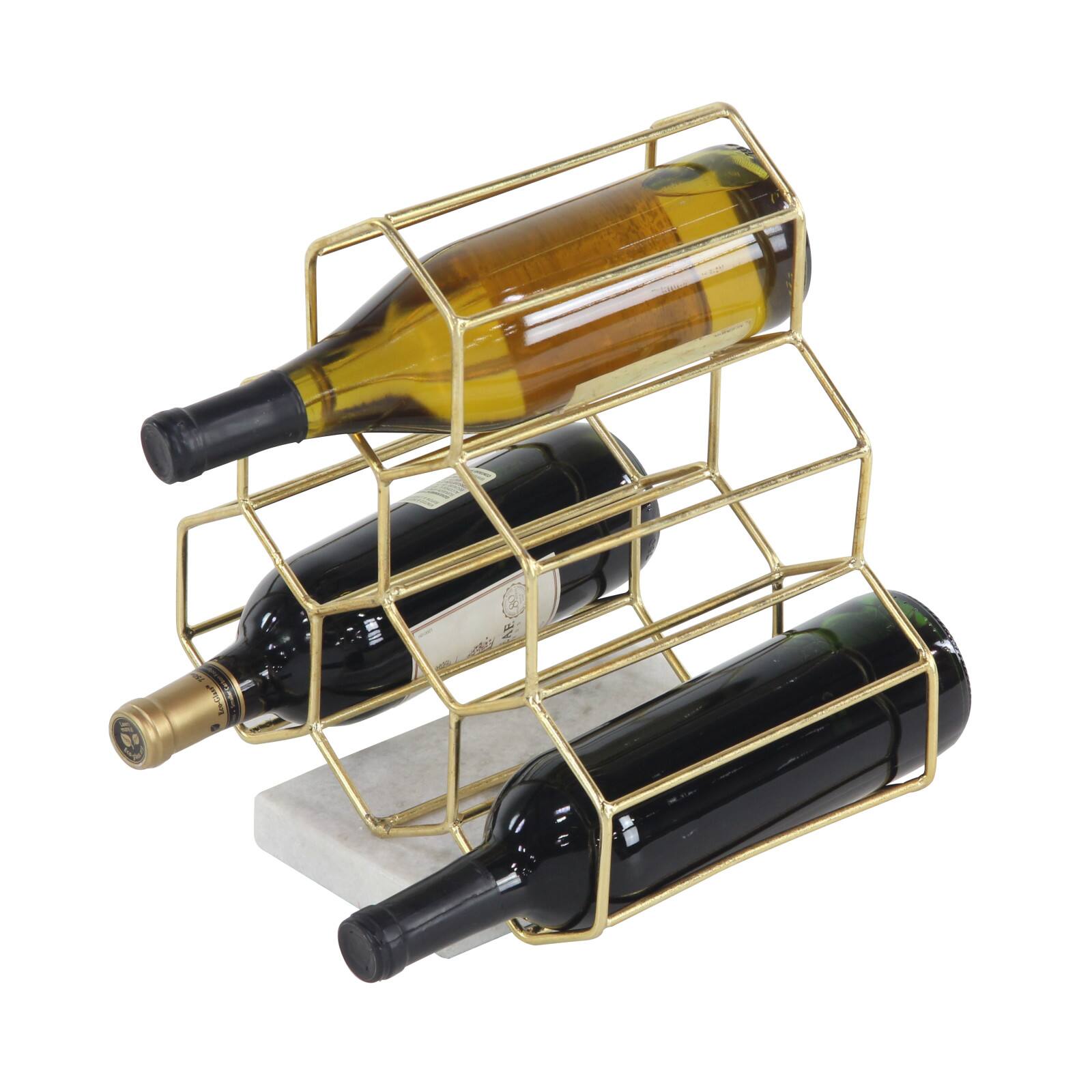 13&#x22; Gold Metal Modern Wine Holder Rack