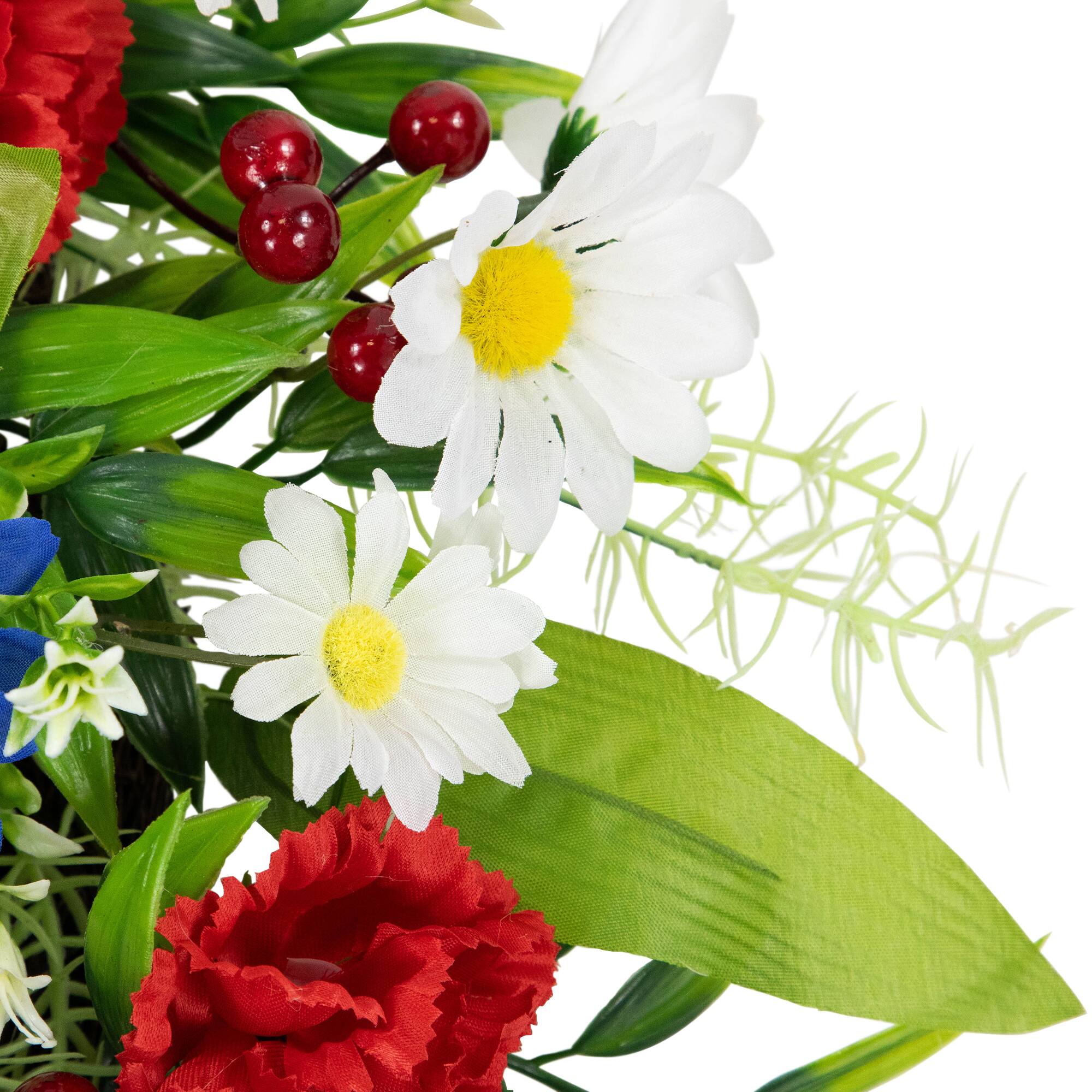 21" Red, White & Blue Mixed Floral Americana Wreath