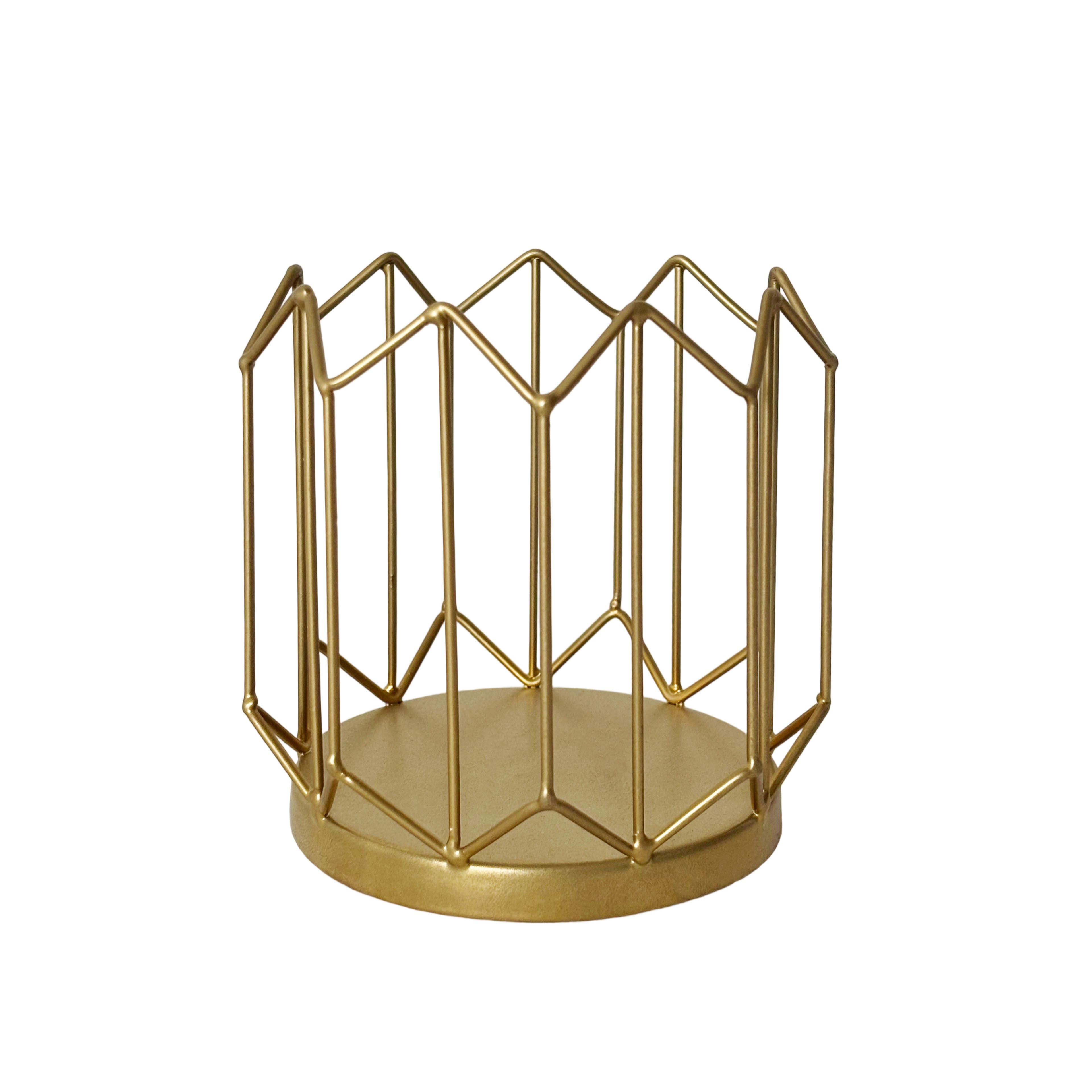 4.75&#x22; Gold Geometric Metal Candle Holder by Ashland&#xAE;