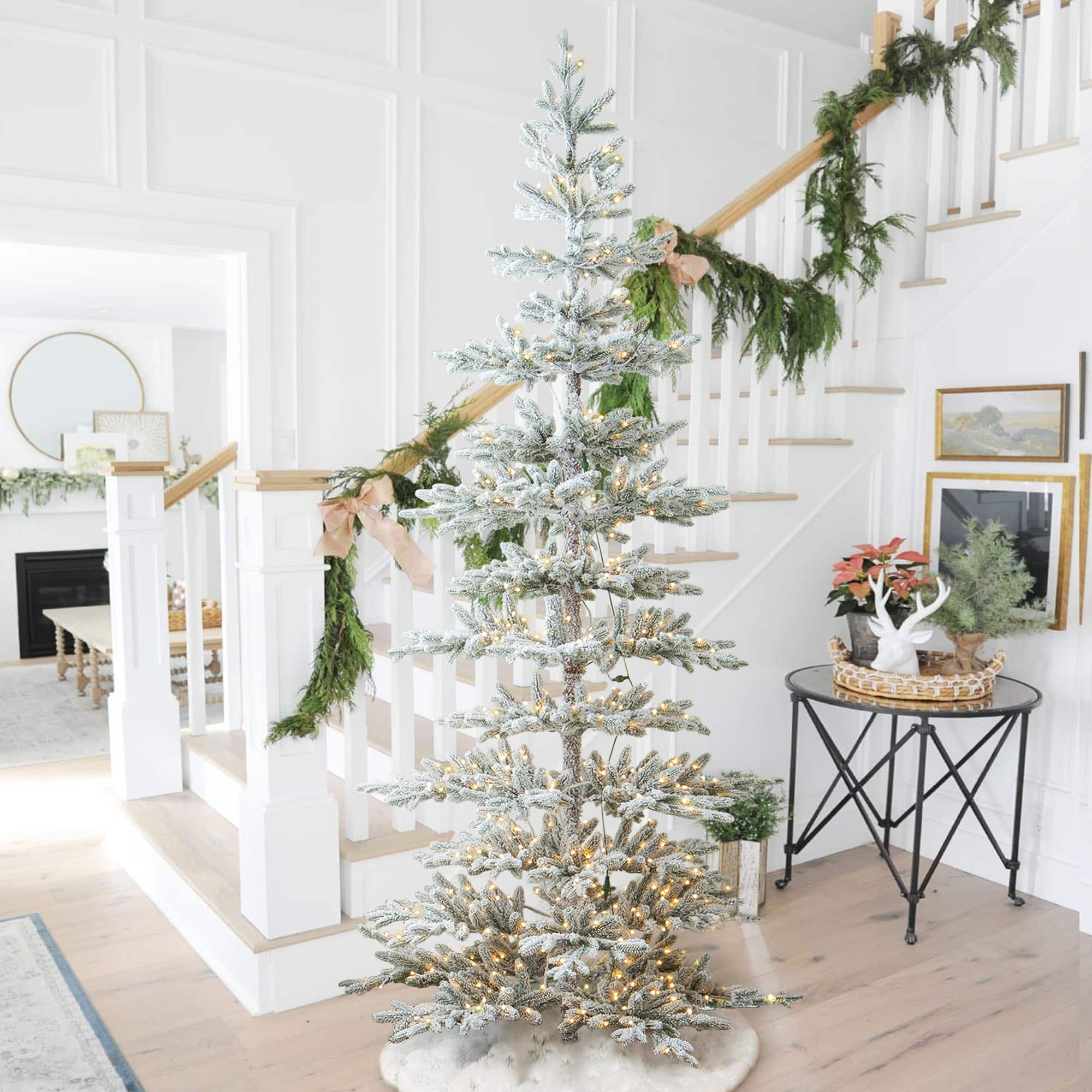 Glitzhome 8ft/10ft Pre-Lit Deluxe White Pine Slim Christmas Tree with Remote  Controller - On Sale - Bed Bath & Beyond - 37904905