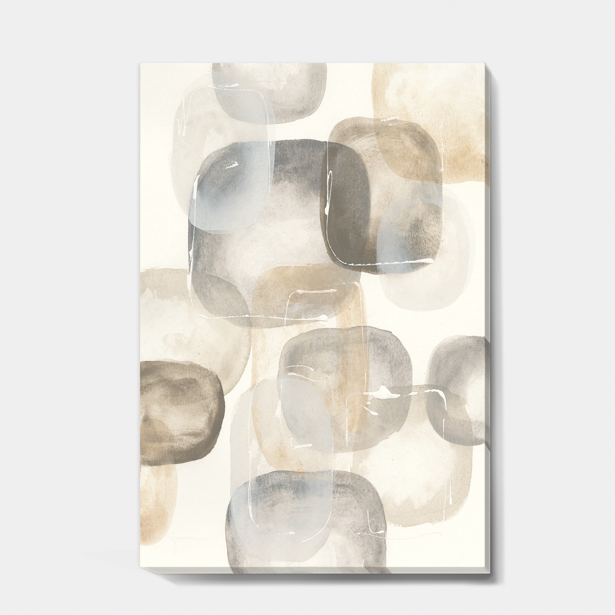 Designart - Neutral Oval Grey Stones II - Modern Glam Canvas Artwork