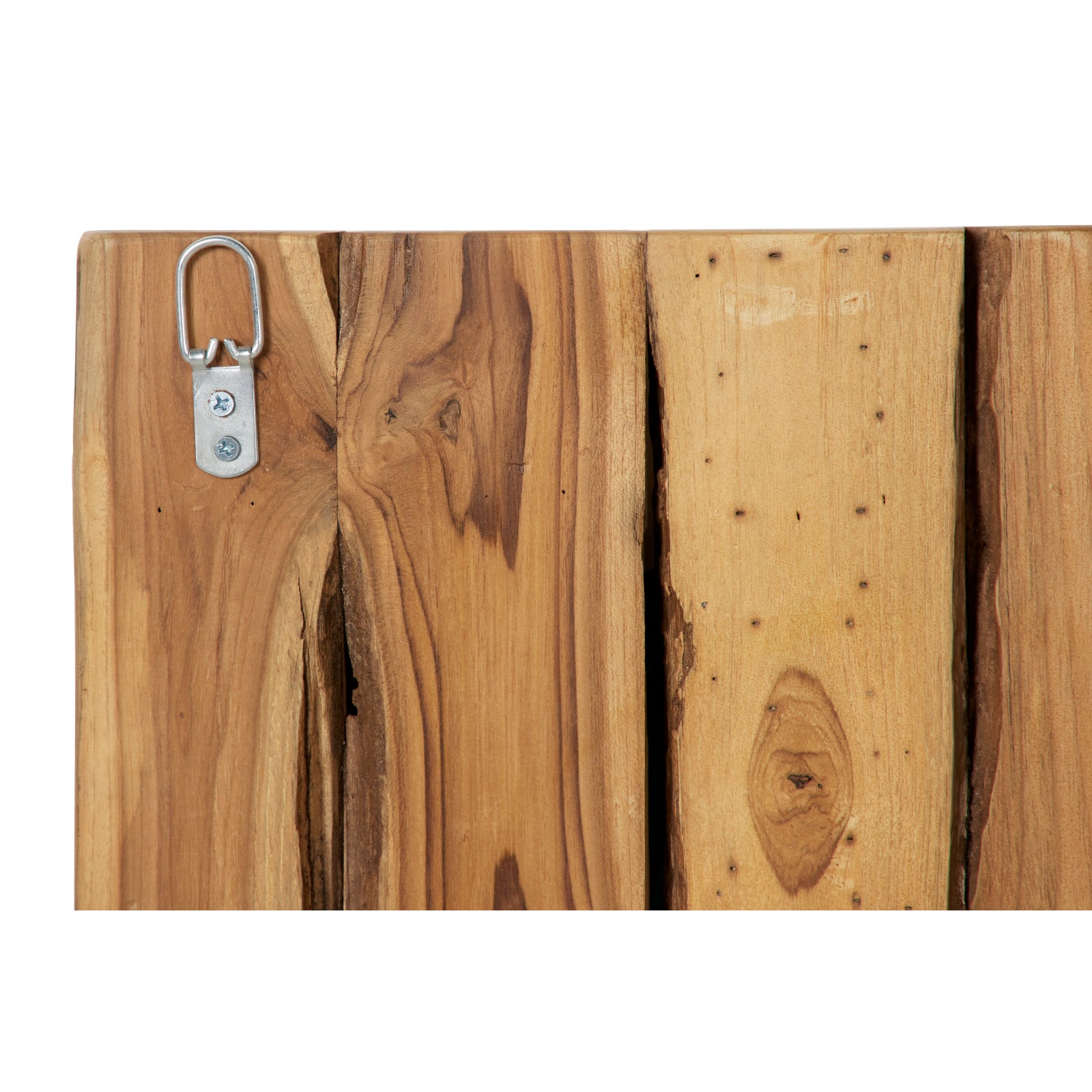 Set of 4 Brown Teak Wood Rustic Floral Wall Mirror, 18" x 18"