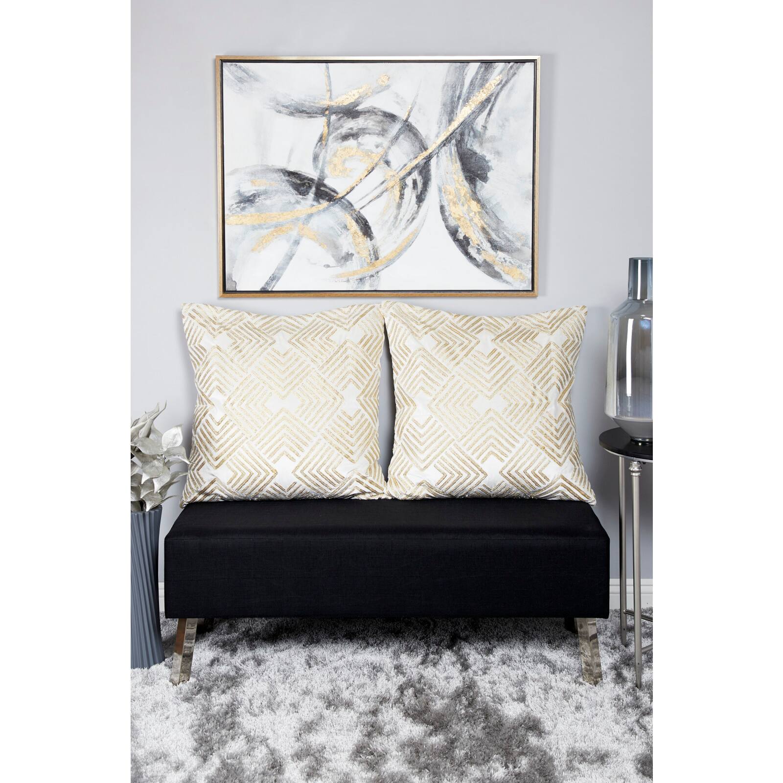 CosmoLiving by Cosmopolitan Gold Contemporary Abstract Canvas Wall Art