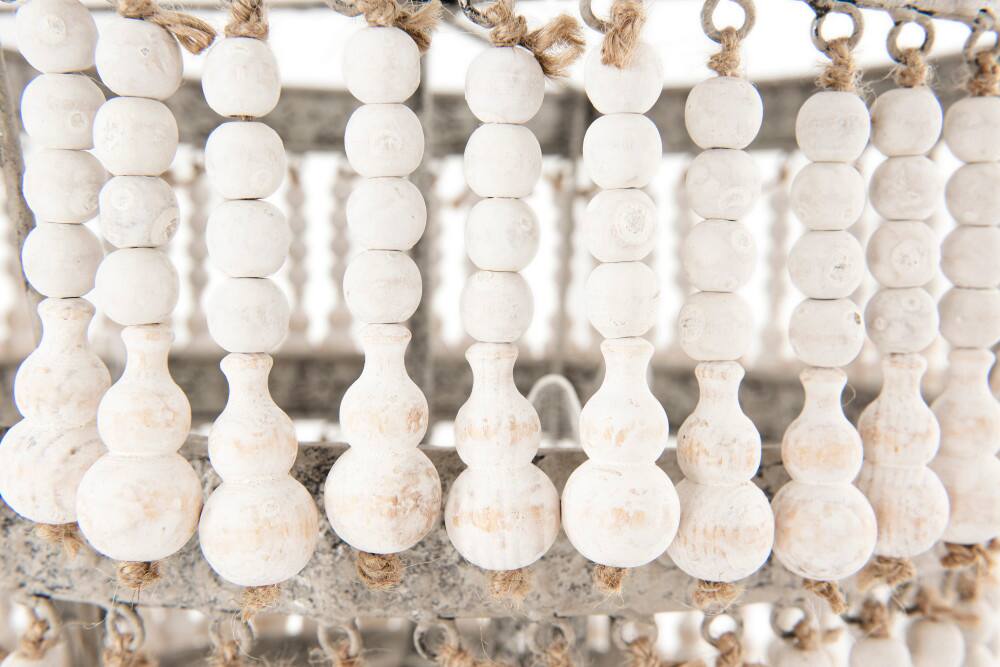 Hello Honey® 20.5" Antique White 3-Tier Wood Bead Chandelier