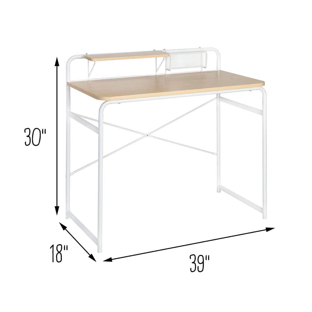 4 Pack: Honey Can Do White &#x26; Natural Home Office Computer Desk