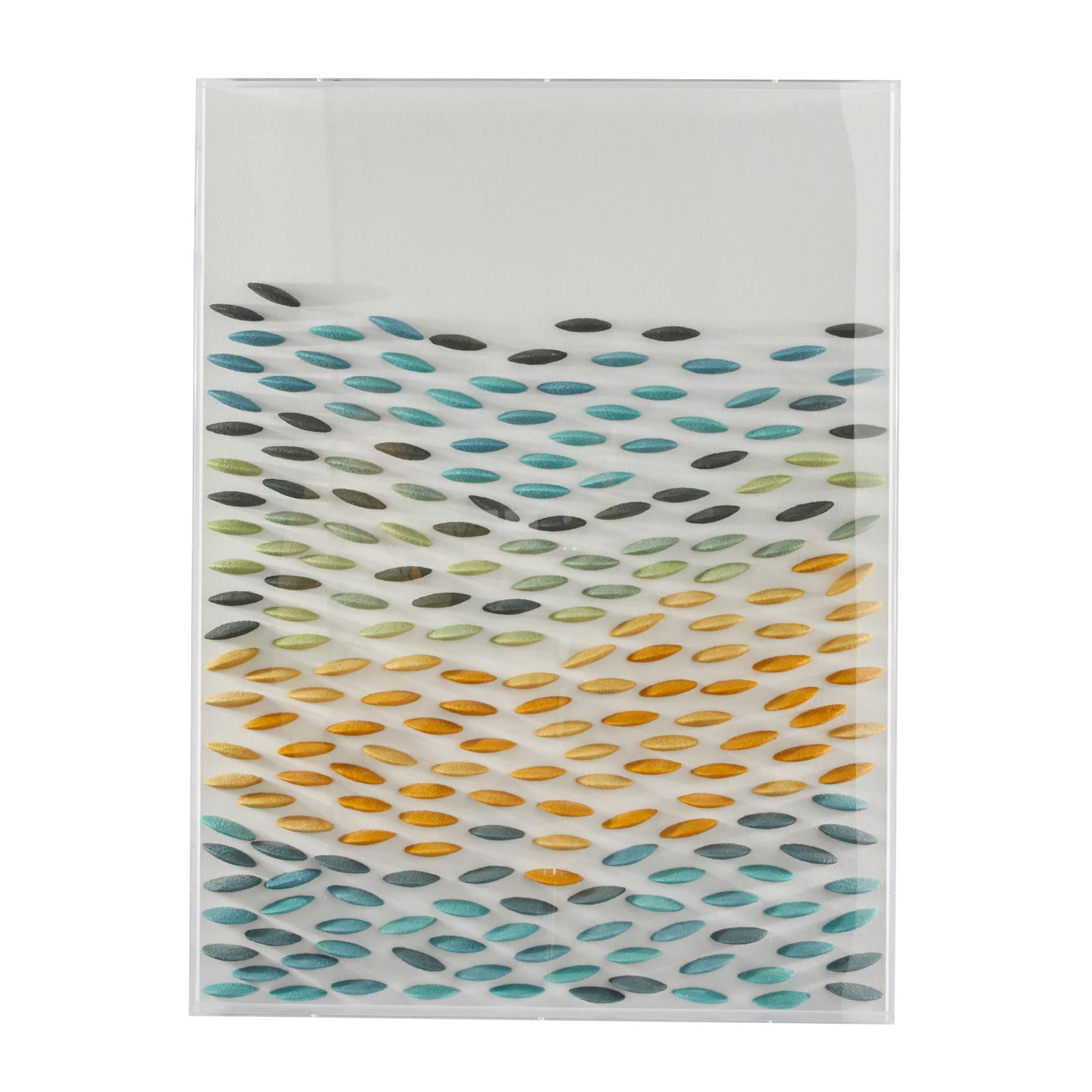 Blue Acrylic 3D Waves Geometric Shadow Box with Clear Frame 30&#x22; x 3&#x22; x 40&#x22;