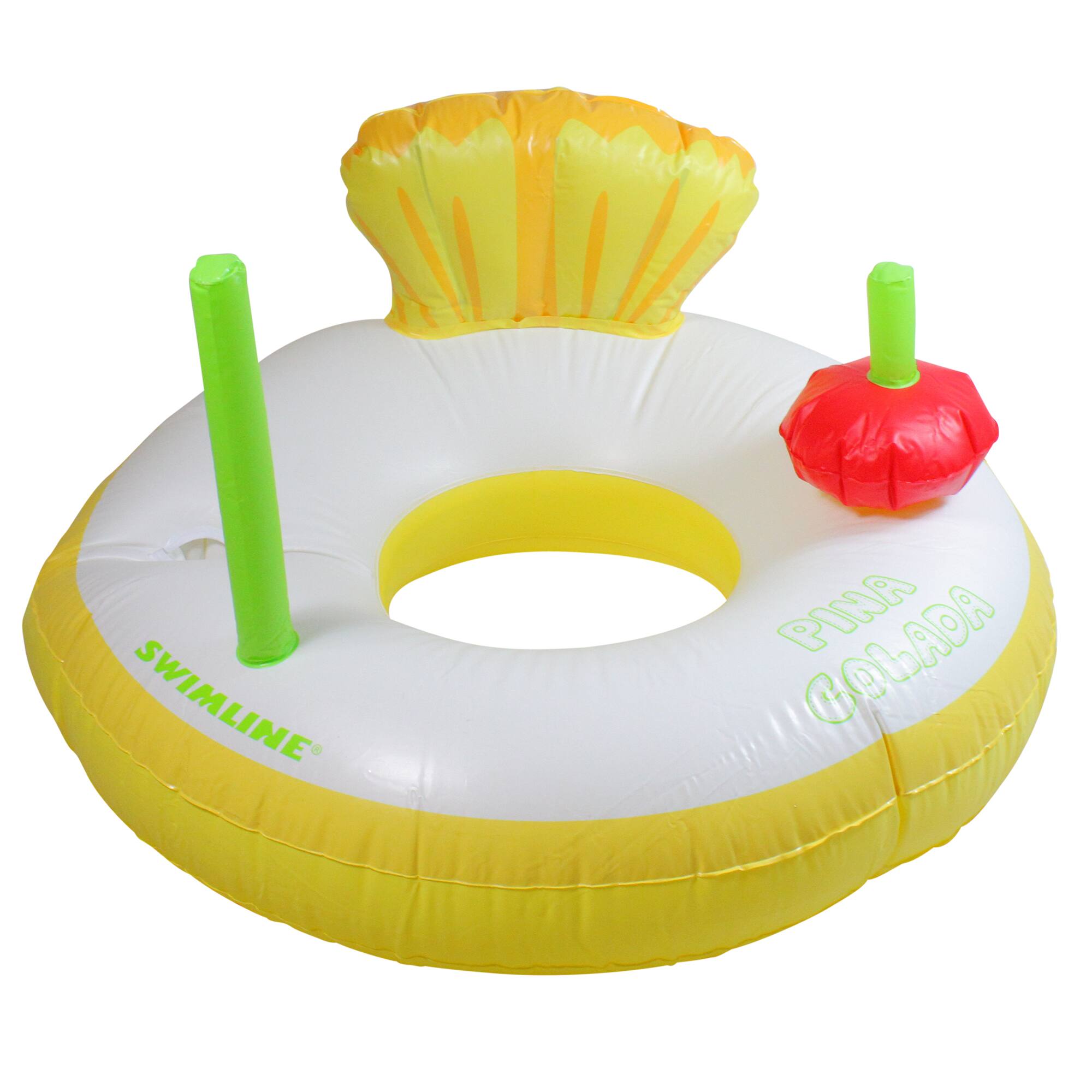 41&#x22; Inflatable Yellow &#x26; White Pina Colada Swimming Pool Ring Float