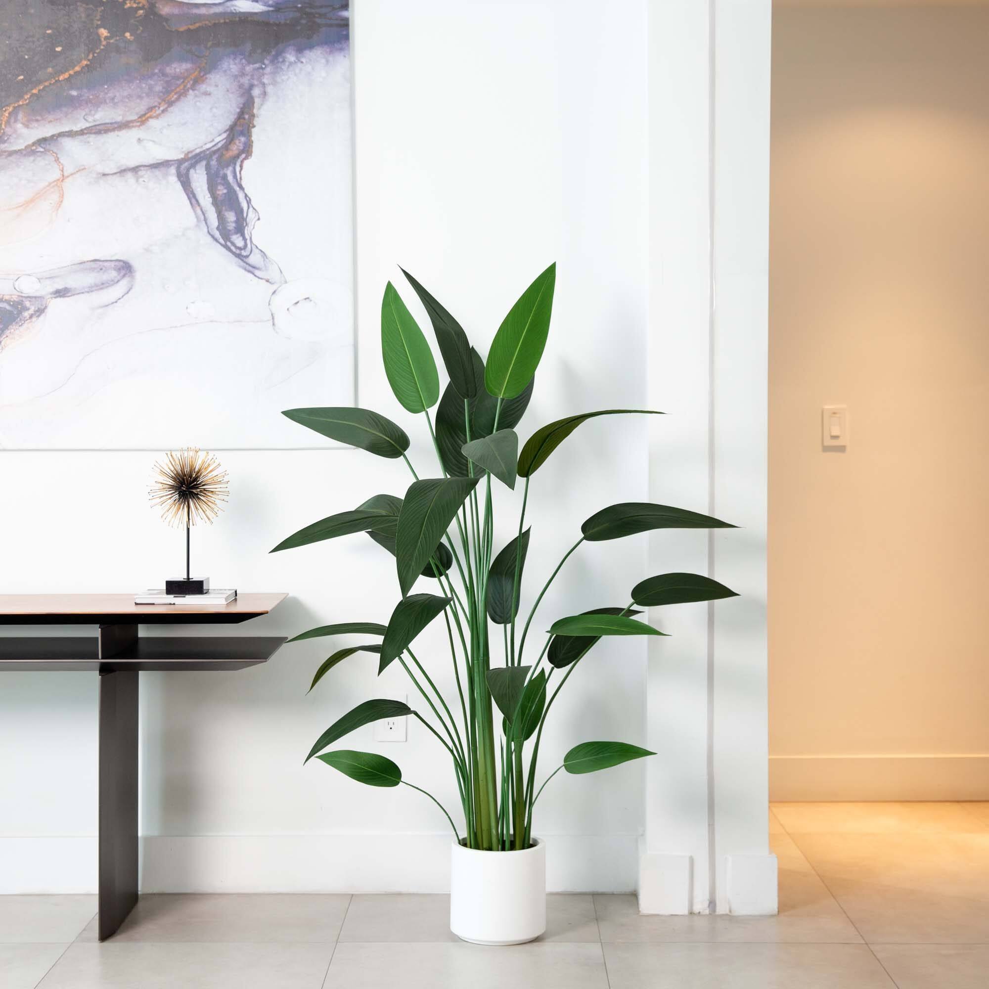 5ft. Sky Bird Tree in White Decorative Planter