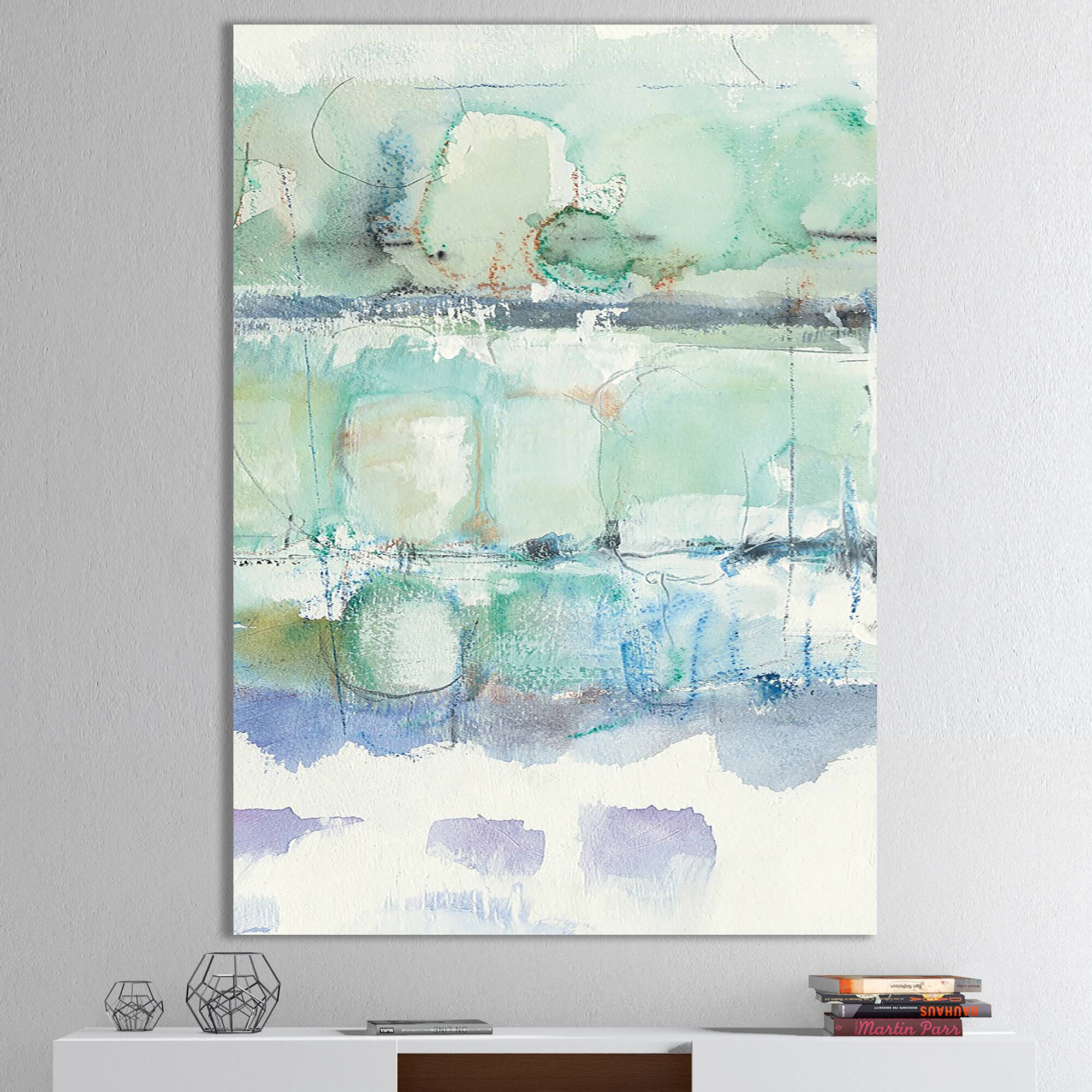 Designart - Blue Abstract Panel I - Geometric Canvas Art