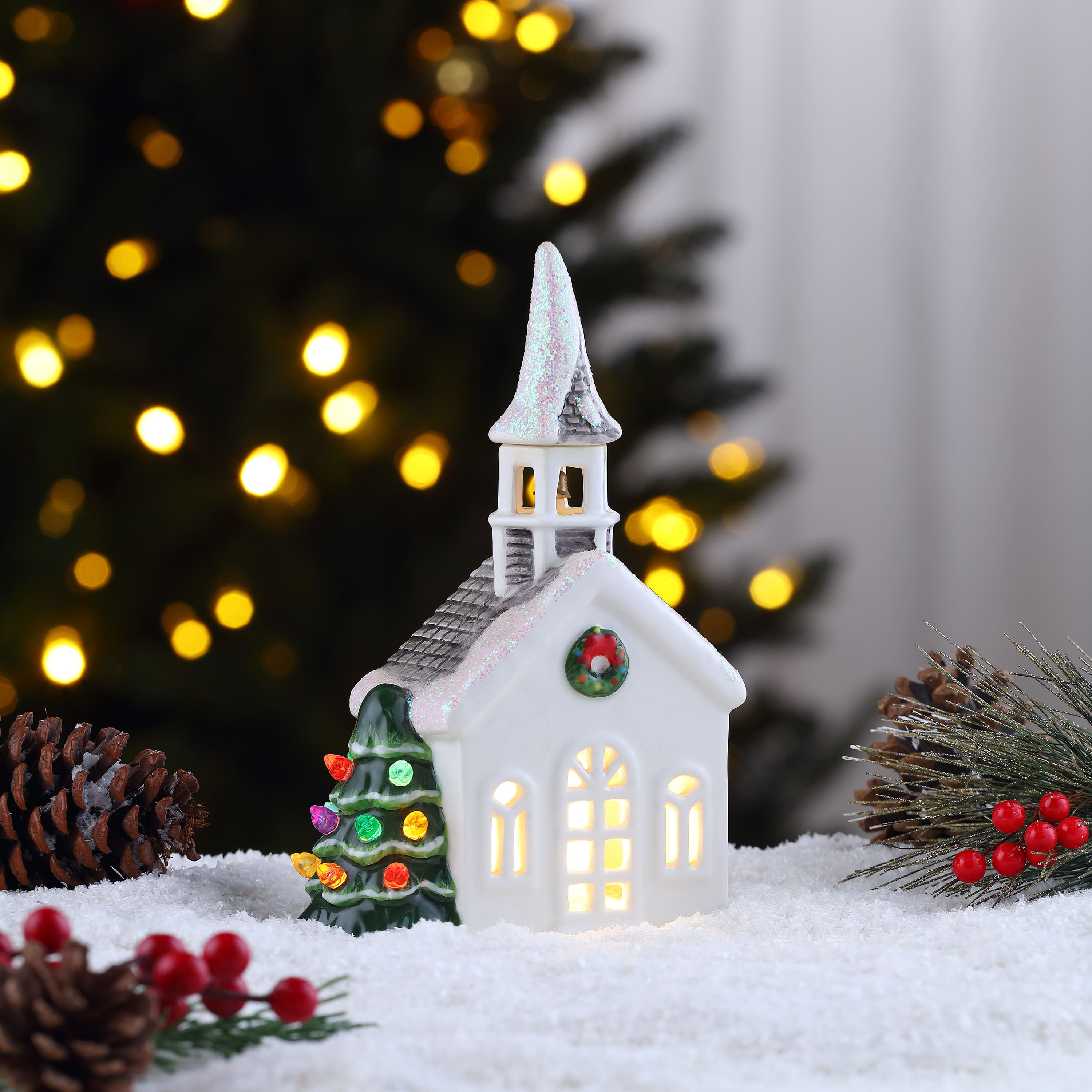 8" LED Nostalgic Ceramic Village Church