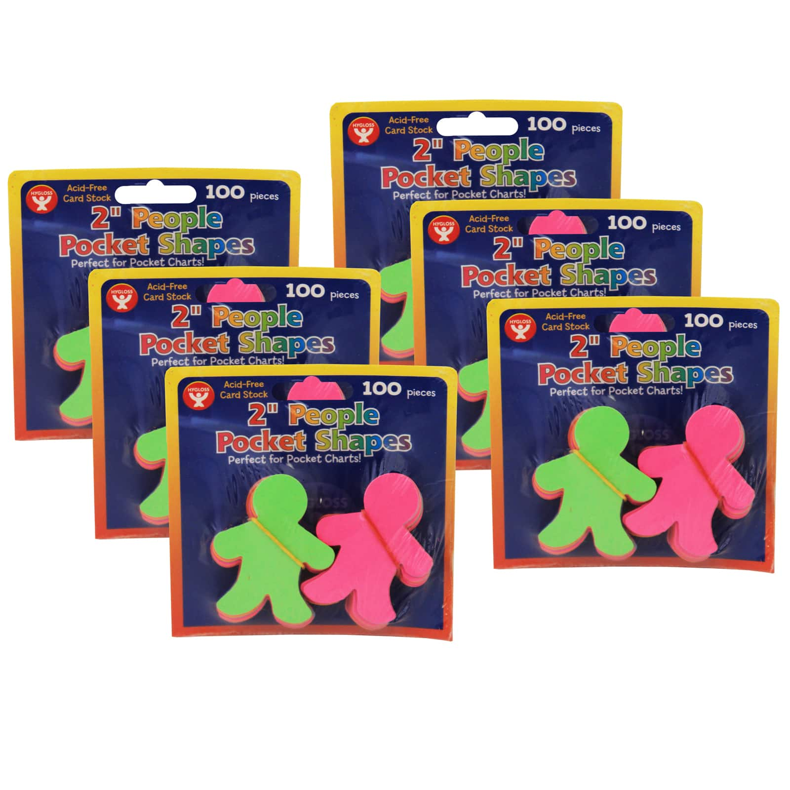 Hygloss&#xAE; 2&#x22; People Pocket Shapes, 6 Packs of 100