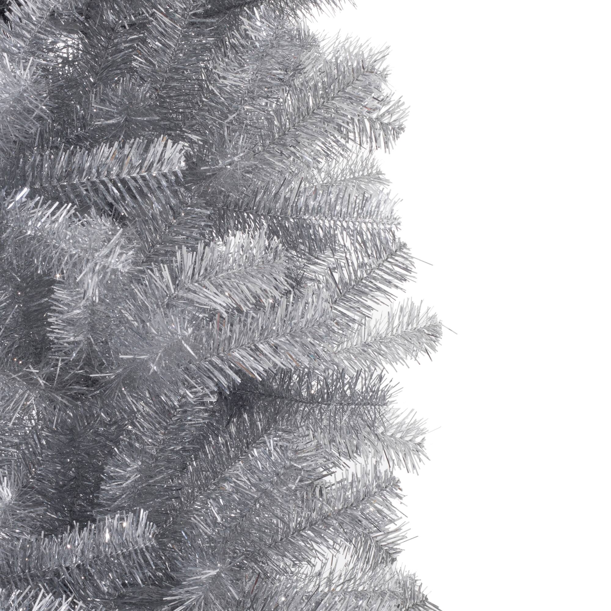 7.5ft. Unlit Silver Tinsel Artificial Christmas Tree