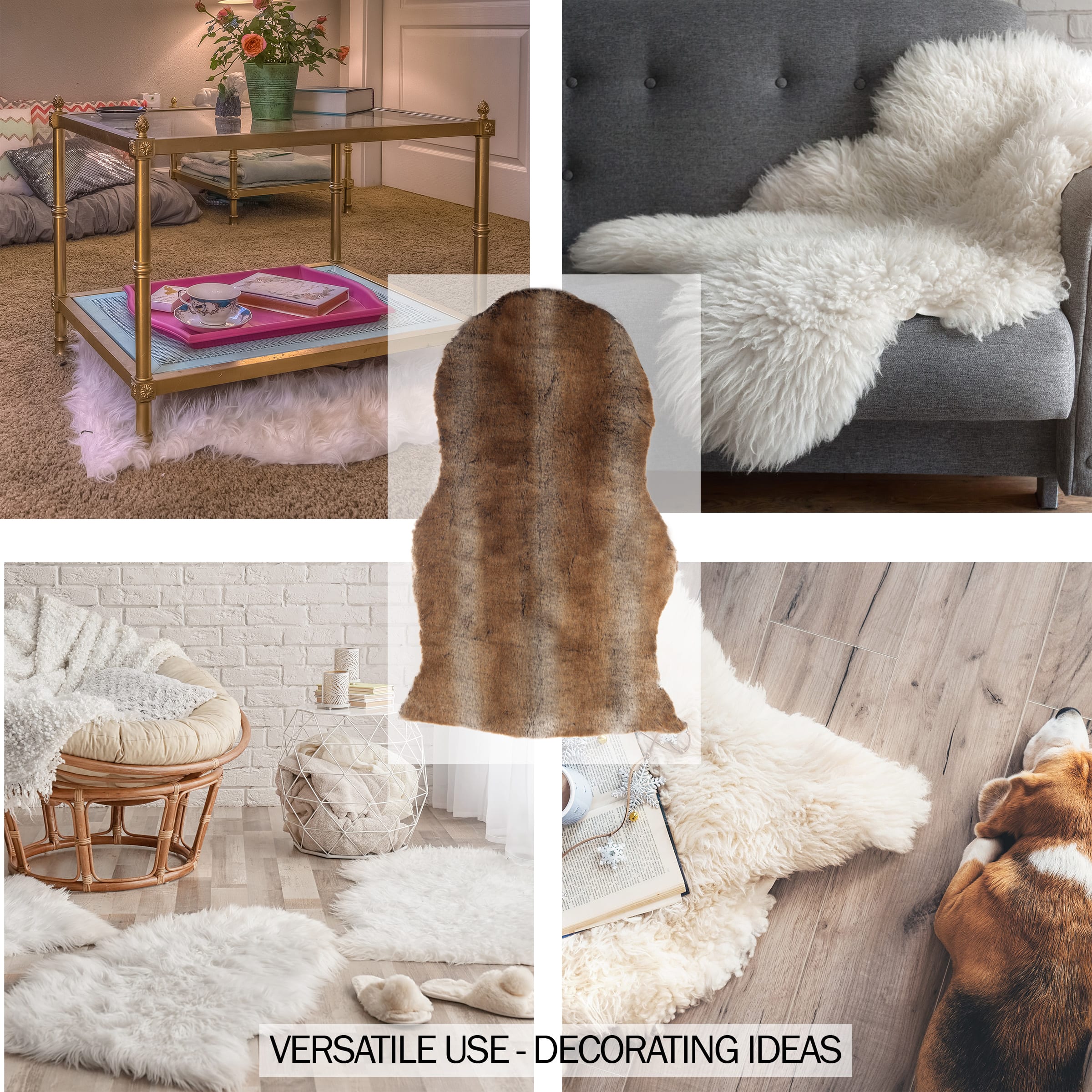 Hastings Home Faux Sheepskin Fur Rug, 2ft. x 3ft.