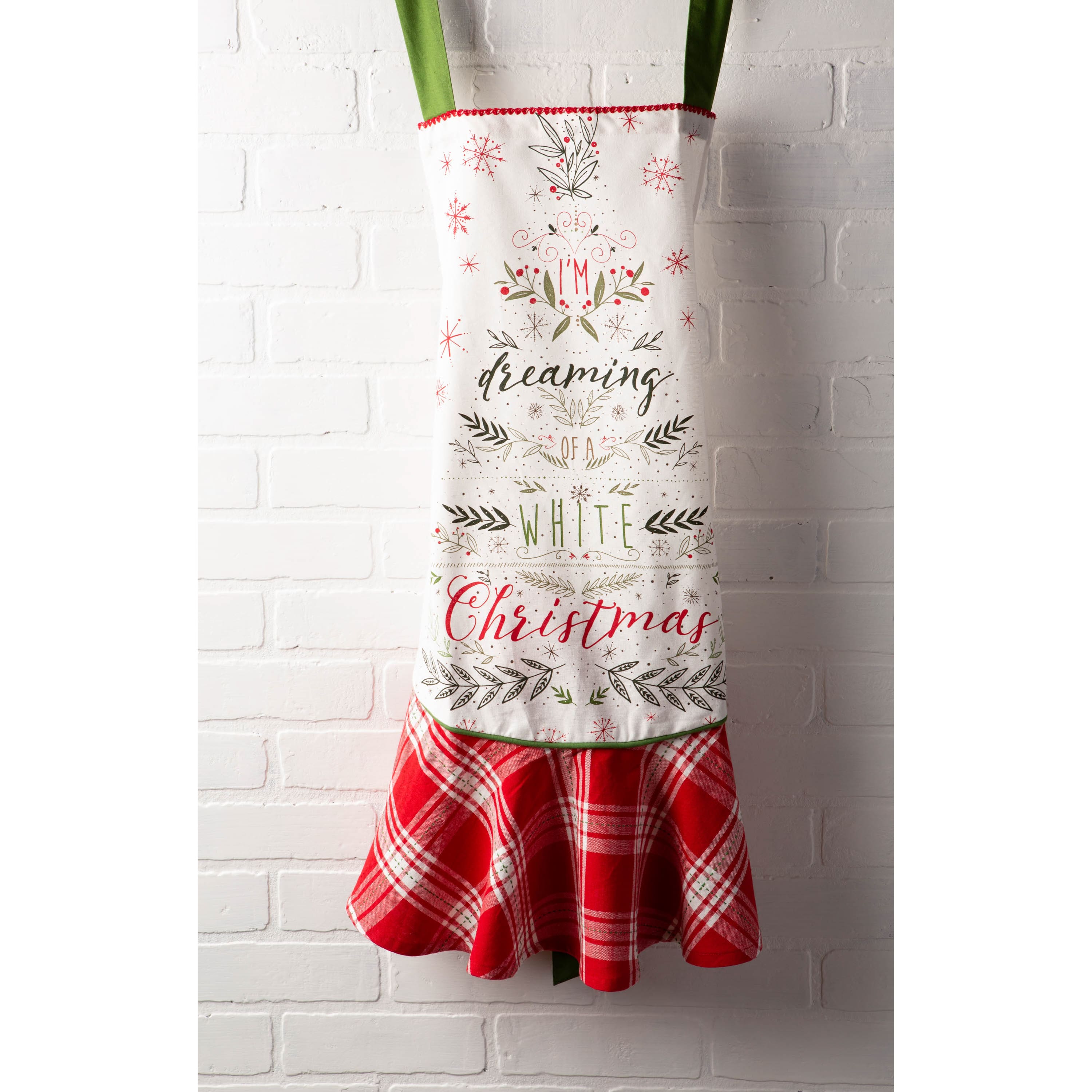 DII&#xAE; White Christmas Tree Ruffle Apron