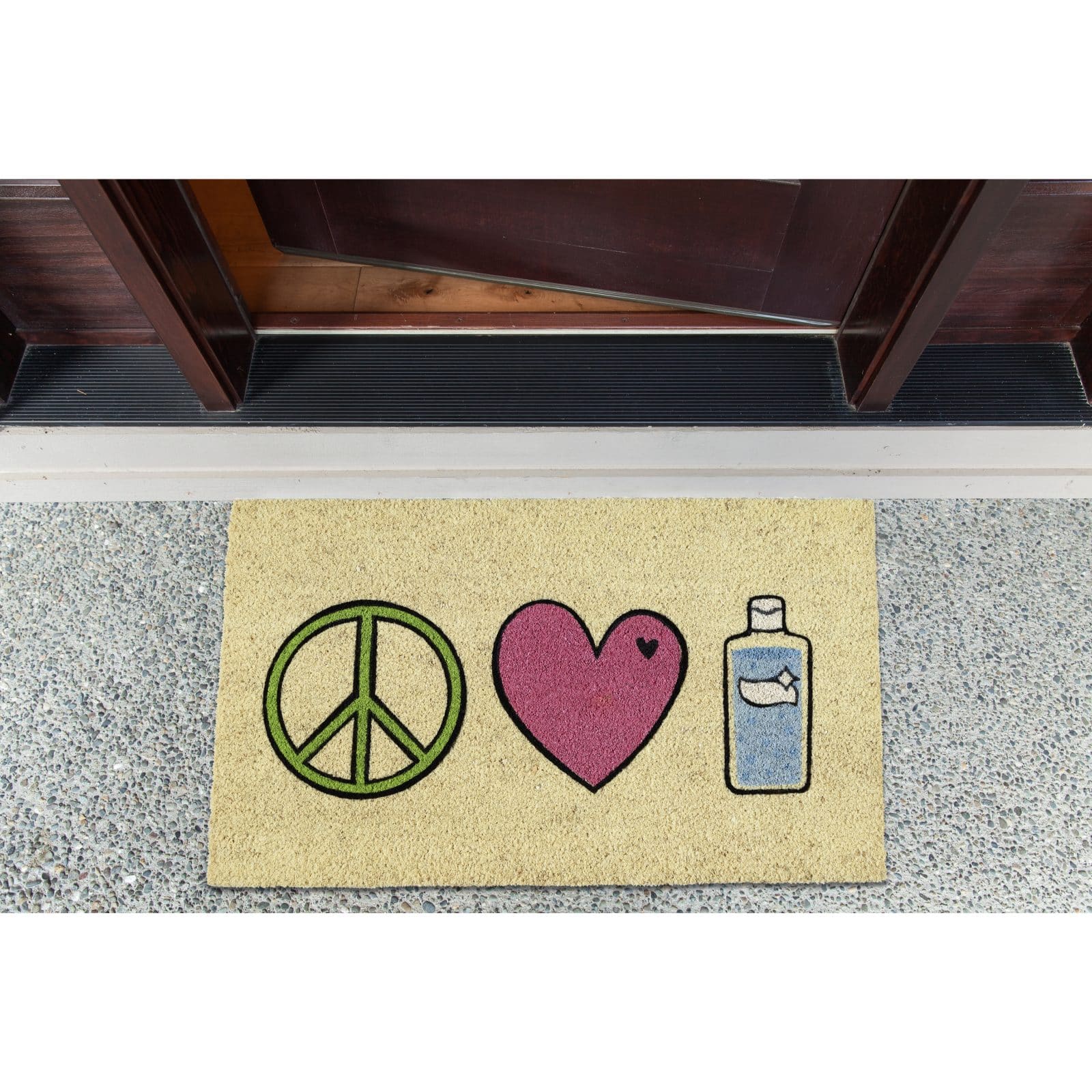 DII&#xAE; Peace, Love, Hand Sanitizer Doormat