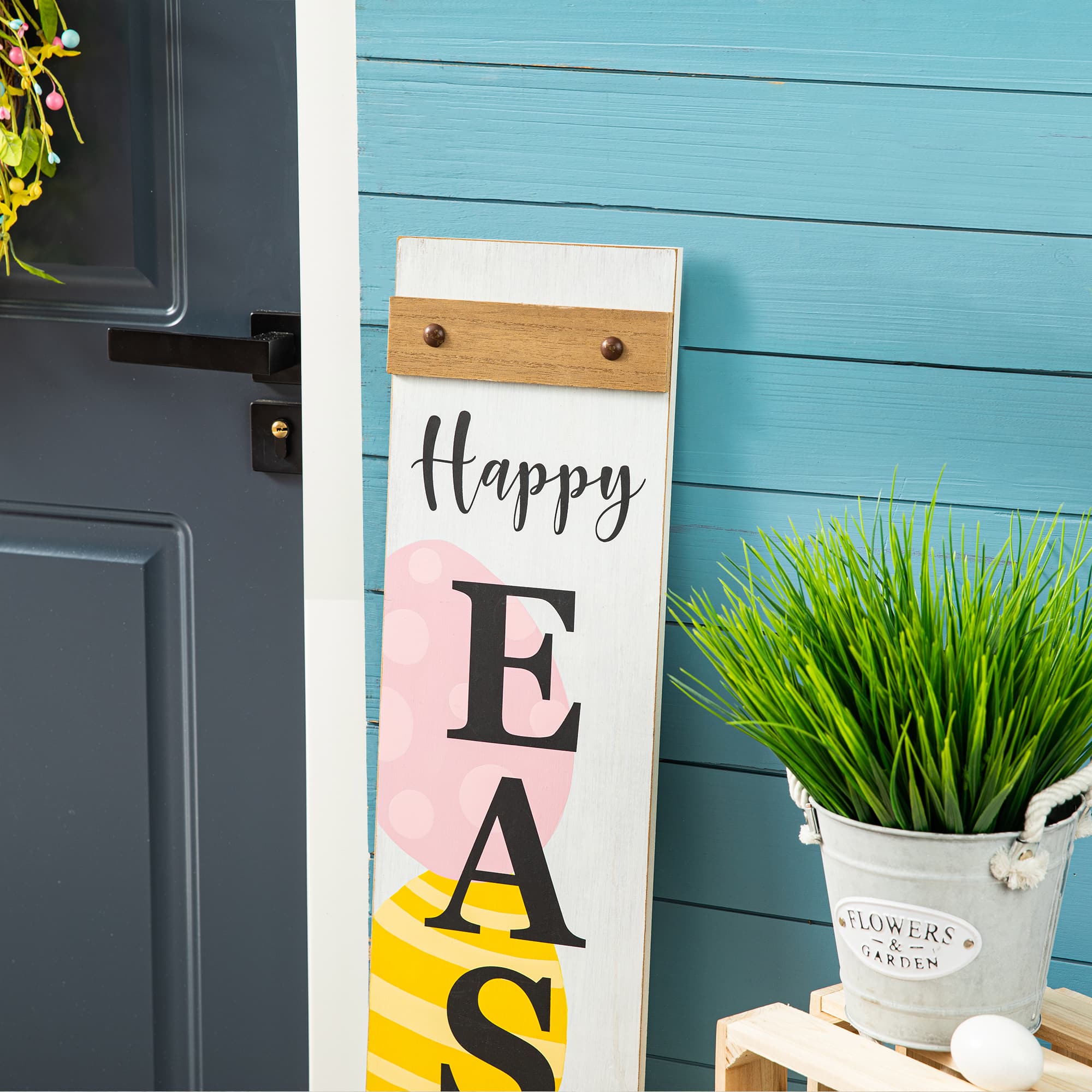 Glitzhome® 42" Wooden Happy Easter Porch Sign