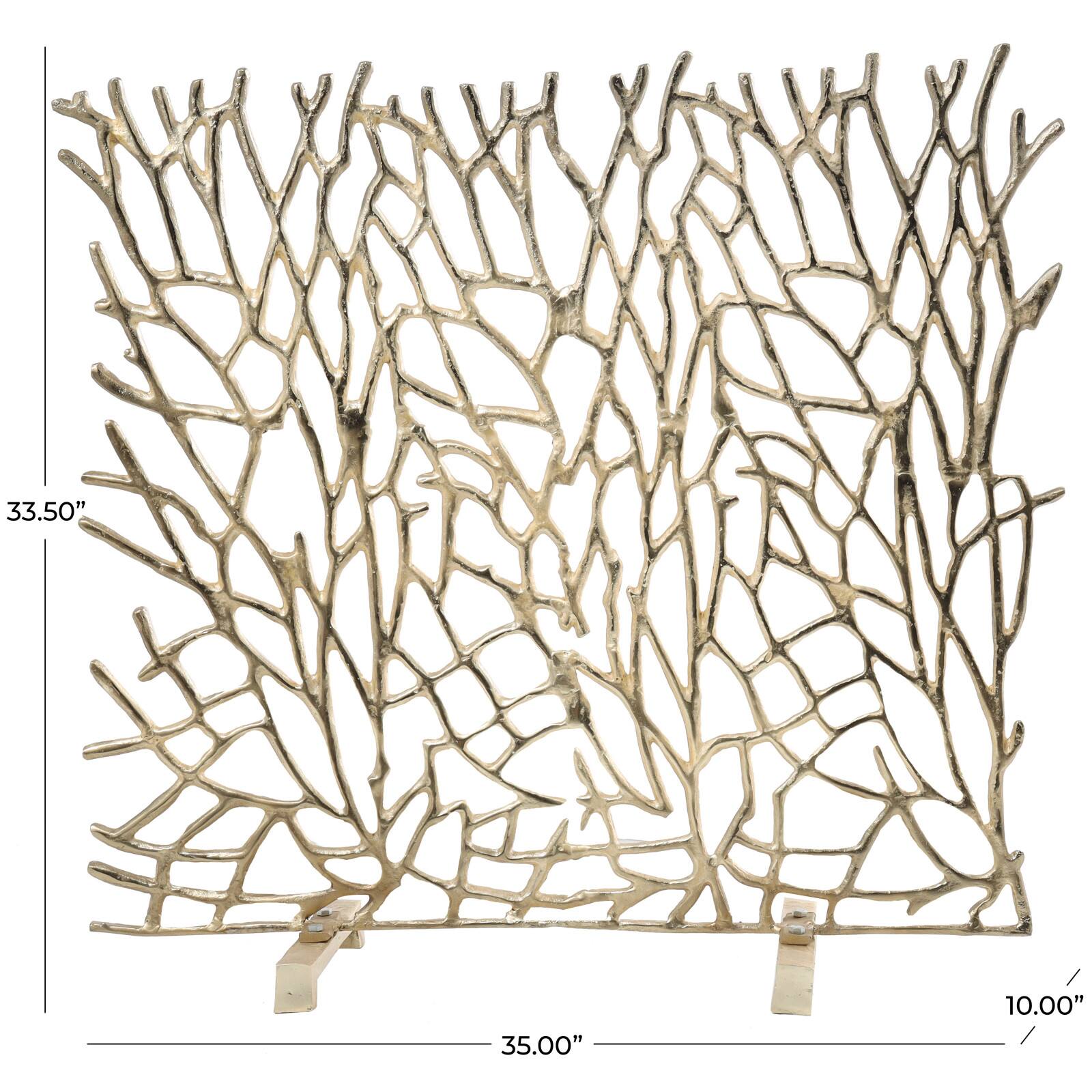 Coral Inspired Single Panel Aluminum Fireplace Screen