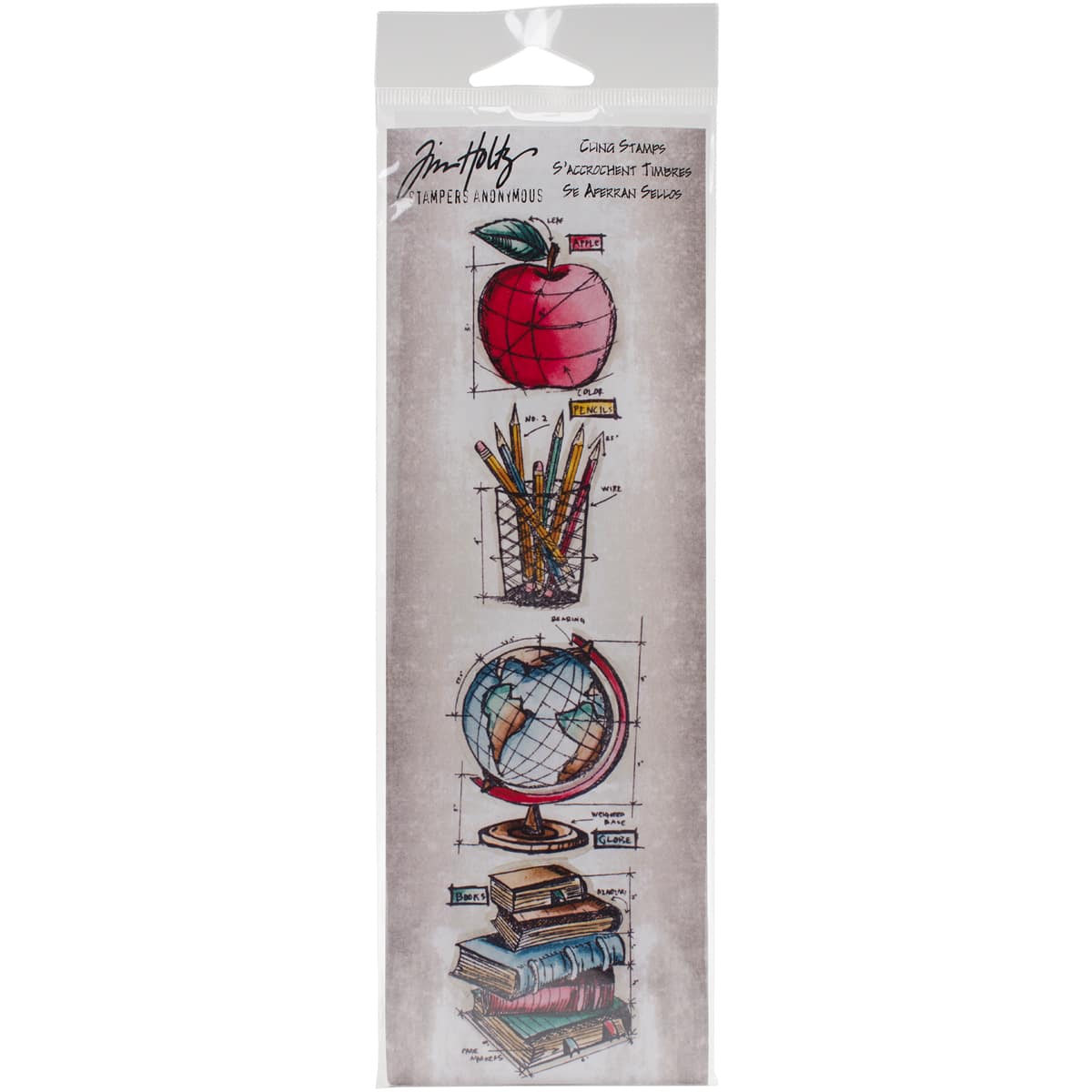 Stamper&#x27;s Anonymous Tim Holtz&#xAE; Schoolhouse Mini Blueprints Strip Cling Stamps