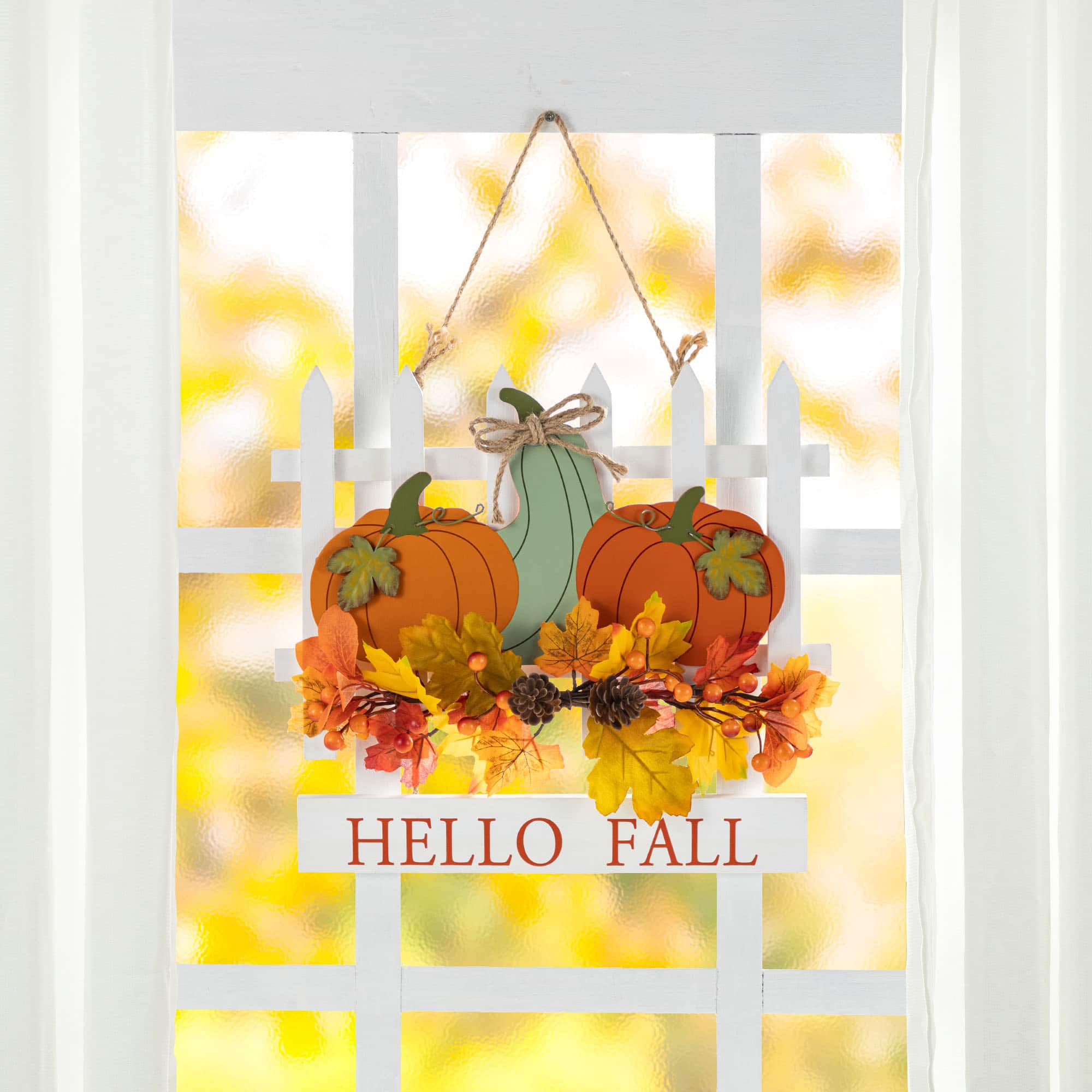 Glitzhome&#xAE; 14&#x22; Fall Wooden Patch with Floral Door Hanger