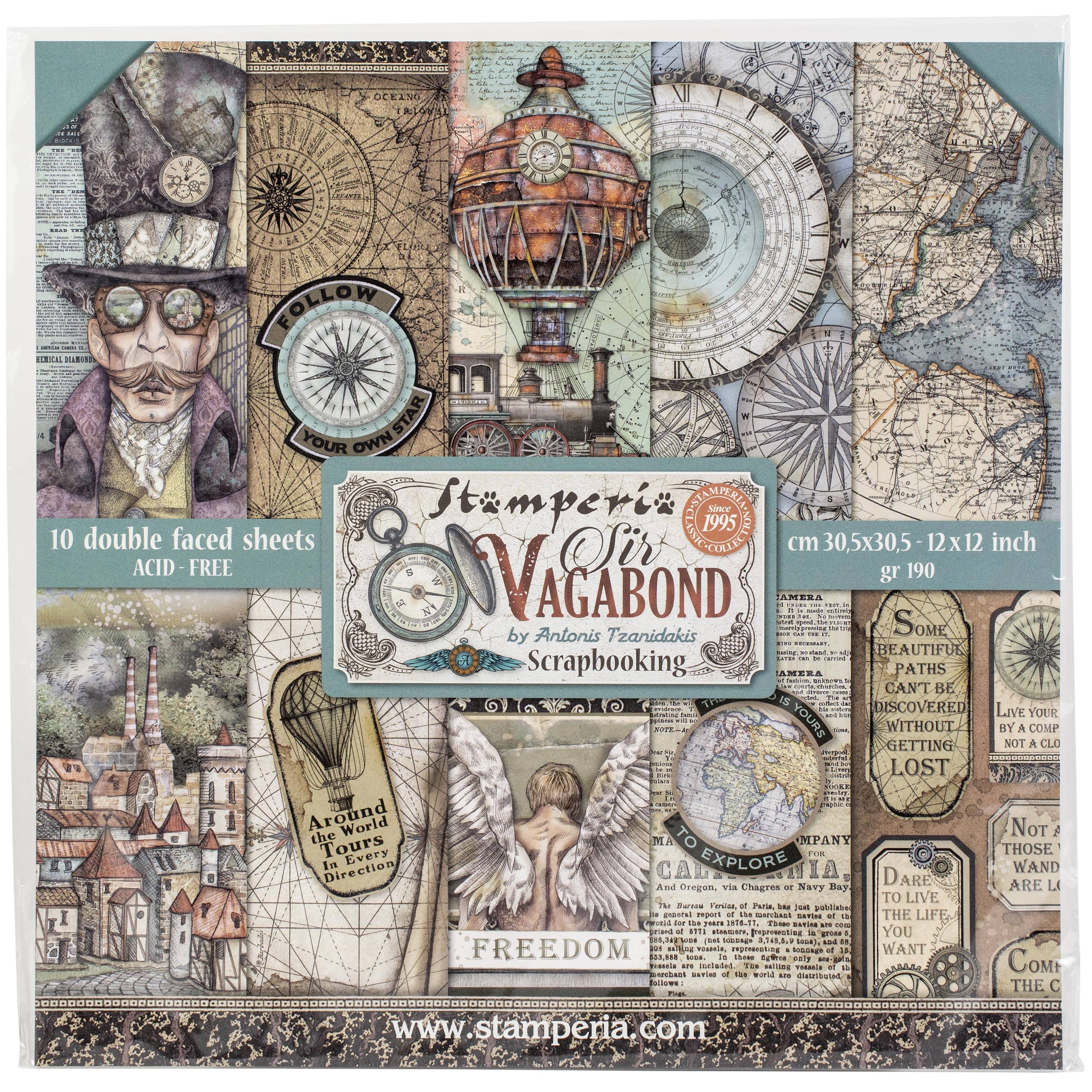 Stamperia Sir Vagabond Double-Sided Paper Pad, 12&#x27;&#x27; x 12&#x27;&#x27;