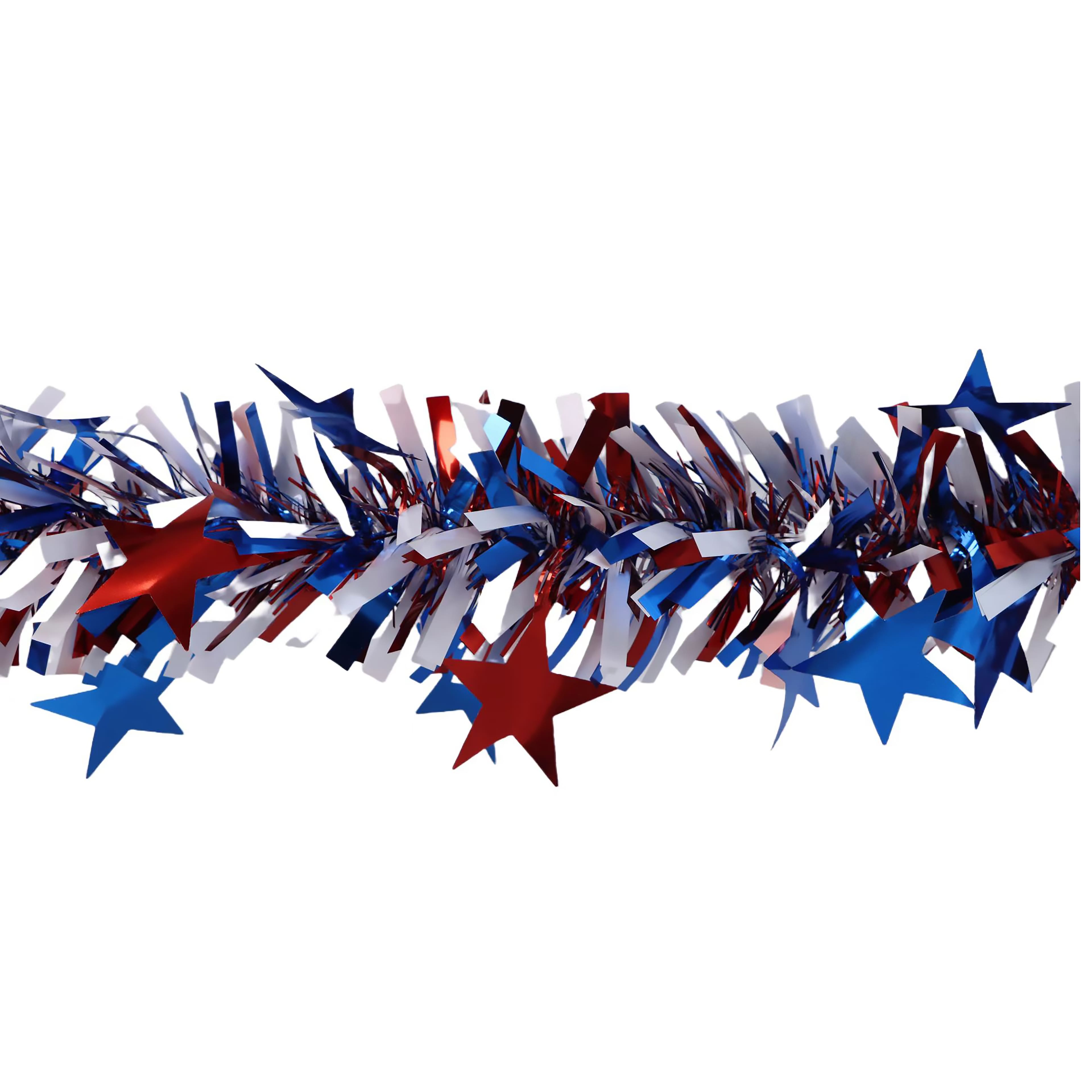 9ft. Red, White &#x26; Blue Tinsel &#x26; Stars Garland by Ashland&#xAE;