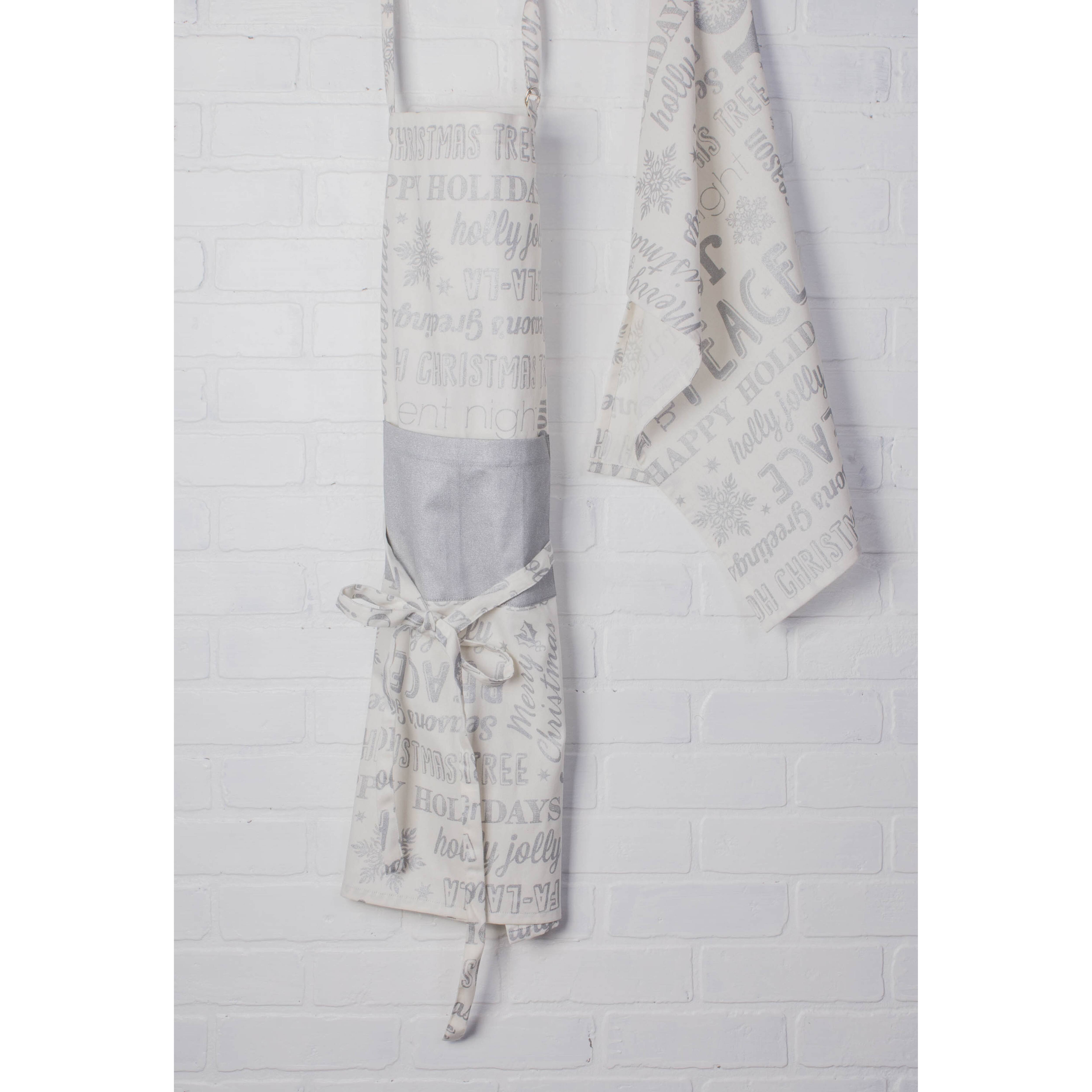 DII® Silver Christmas Collage Dishtowel Set