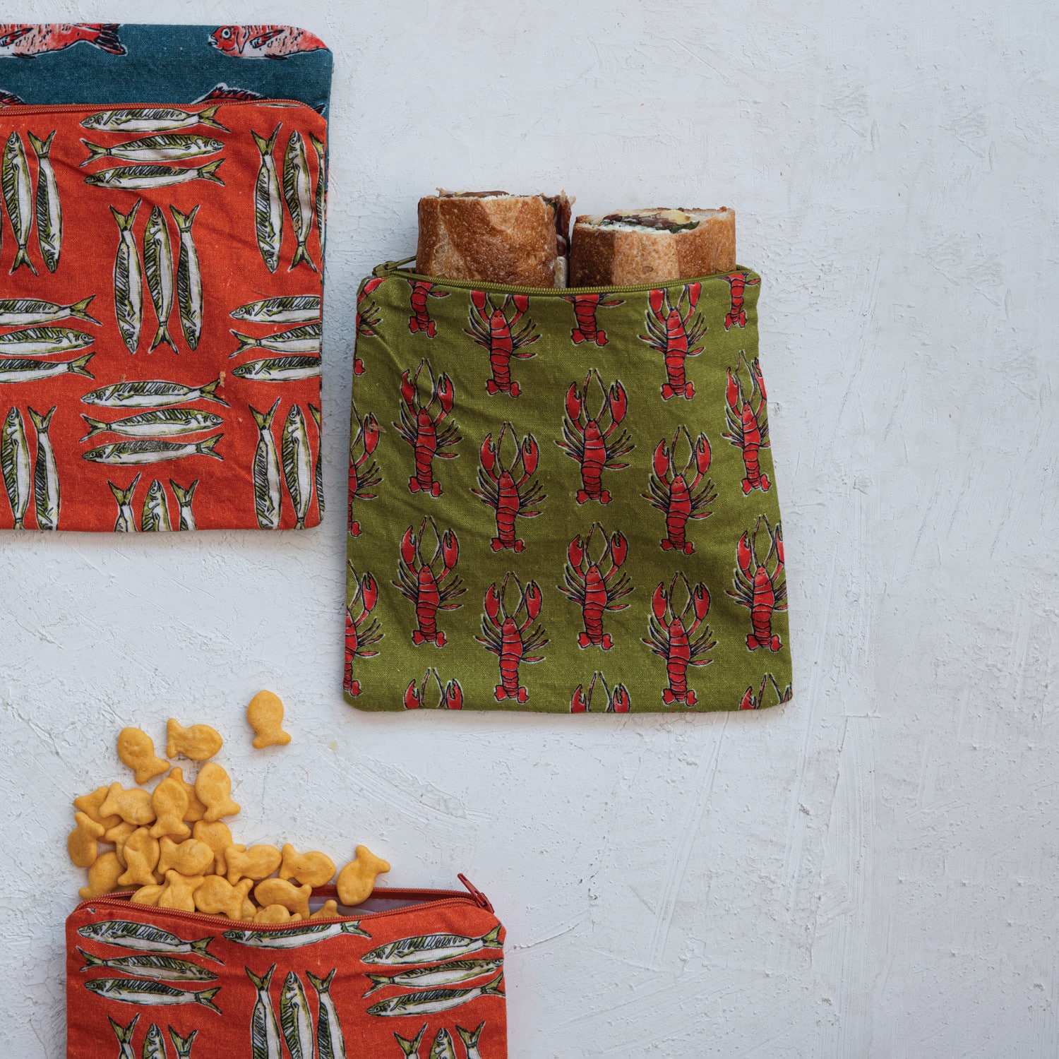Hello Honey&#xAE; Sea Life Cotton Zip Food Pouches, 3ct.