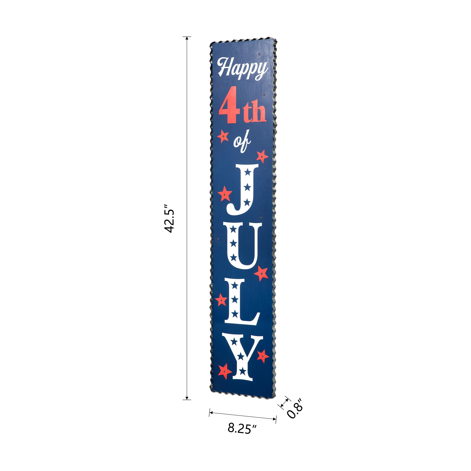 Glitzhome® 42.5" Lighted Wood Happy July 4th Porch Sign