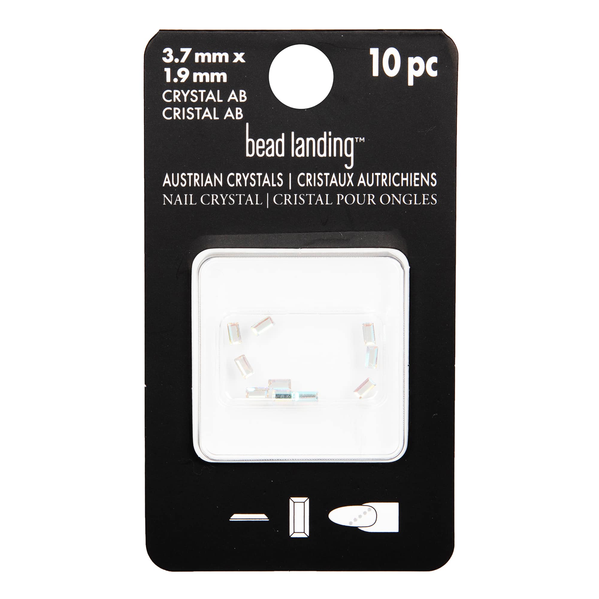 3.7mm Crystal AB Baguette Glue-On Austrian Crystals by Bead Landing™, 10ct.