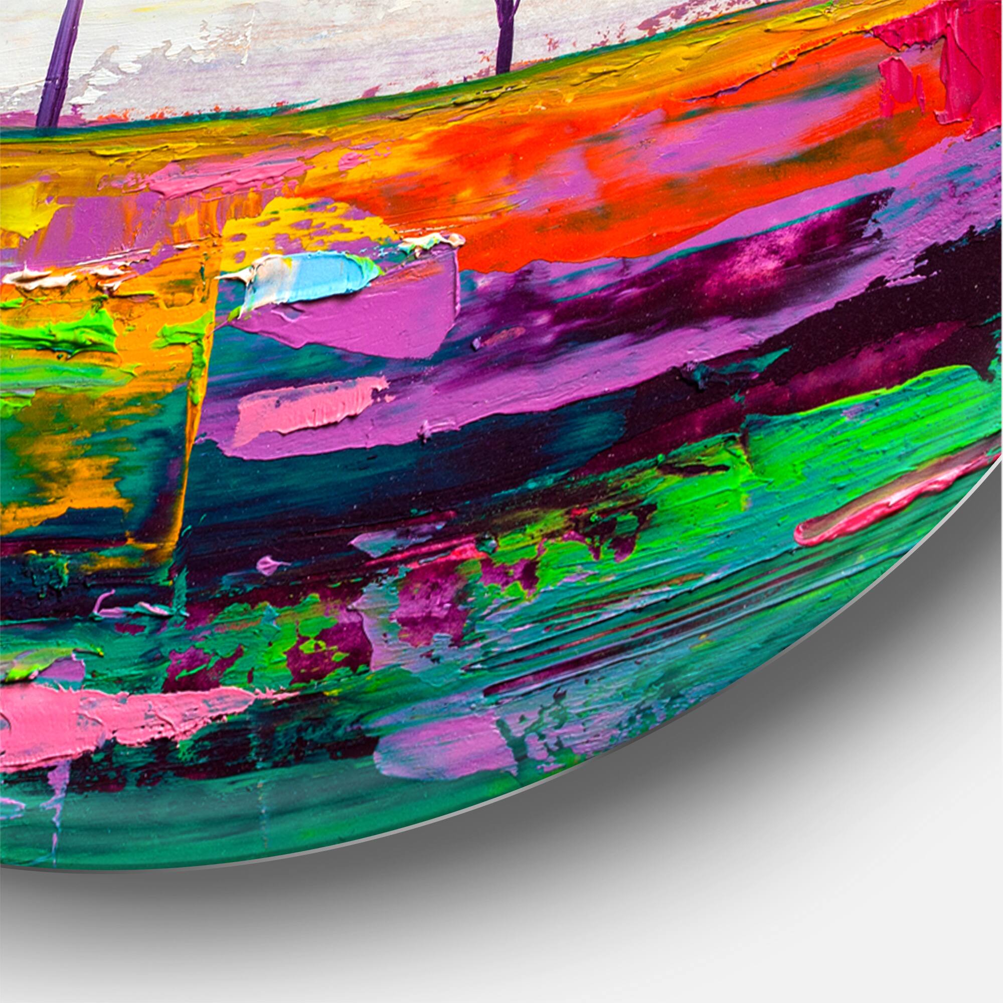 Designart - Colourful Ornamental Trees VI - Modern Metal Circle Wall Art