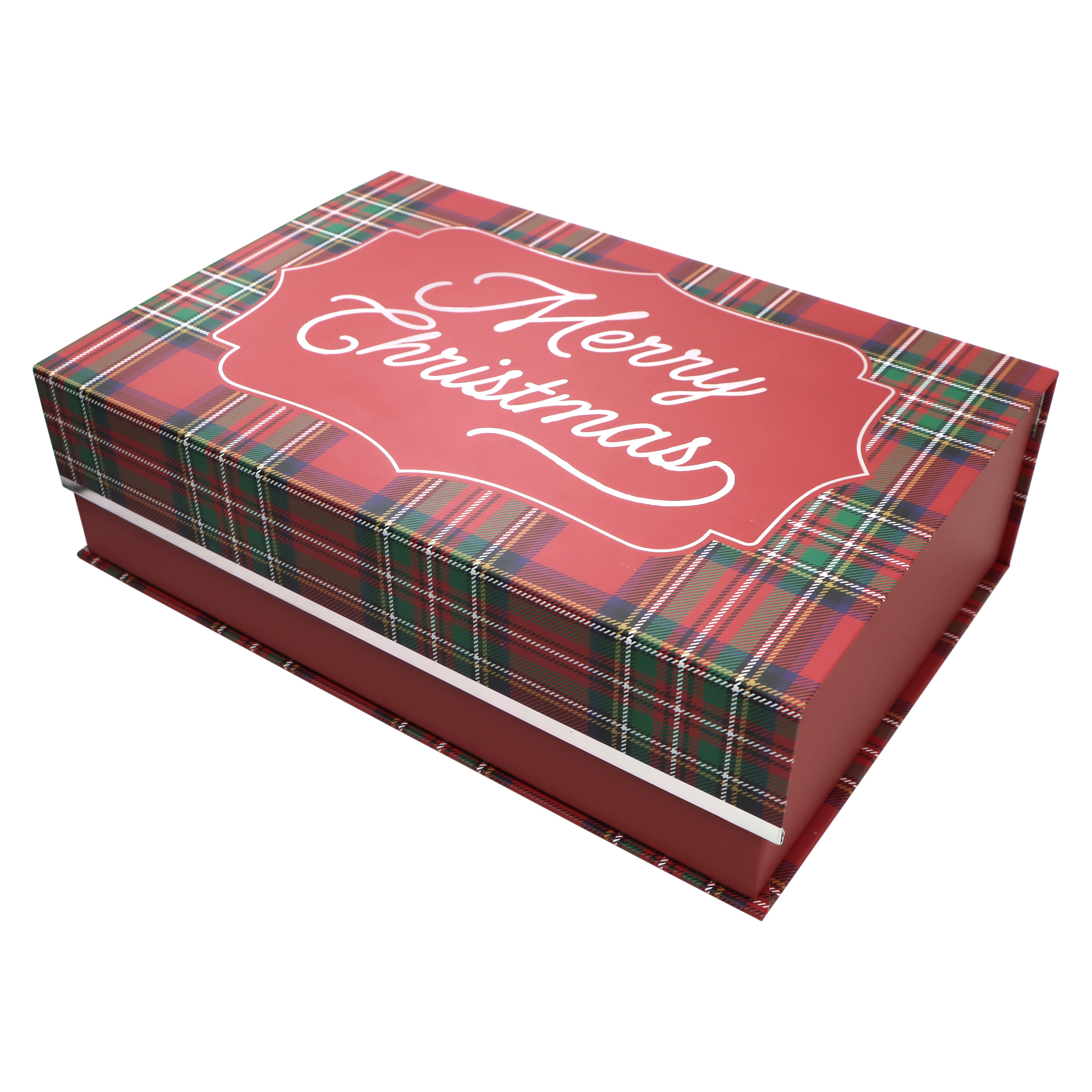 Medium Plaid Merry Christmas Decorative Box by Ashland&#xAE;