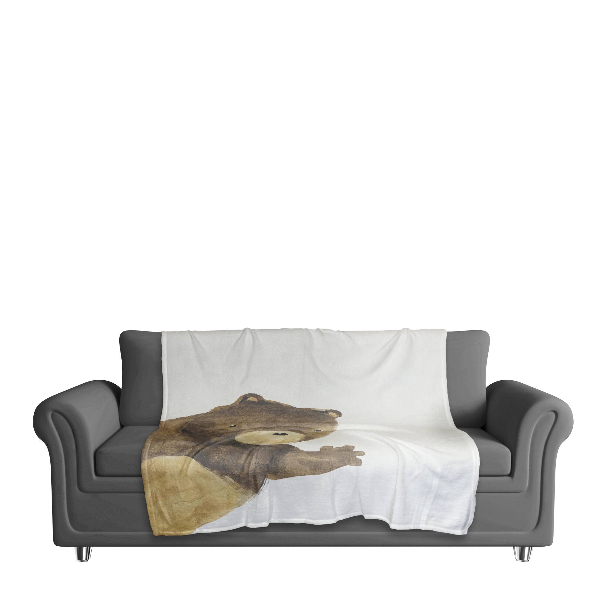 50" x 60" Hello Bear Waving Coral Fleece Blanket