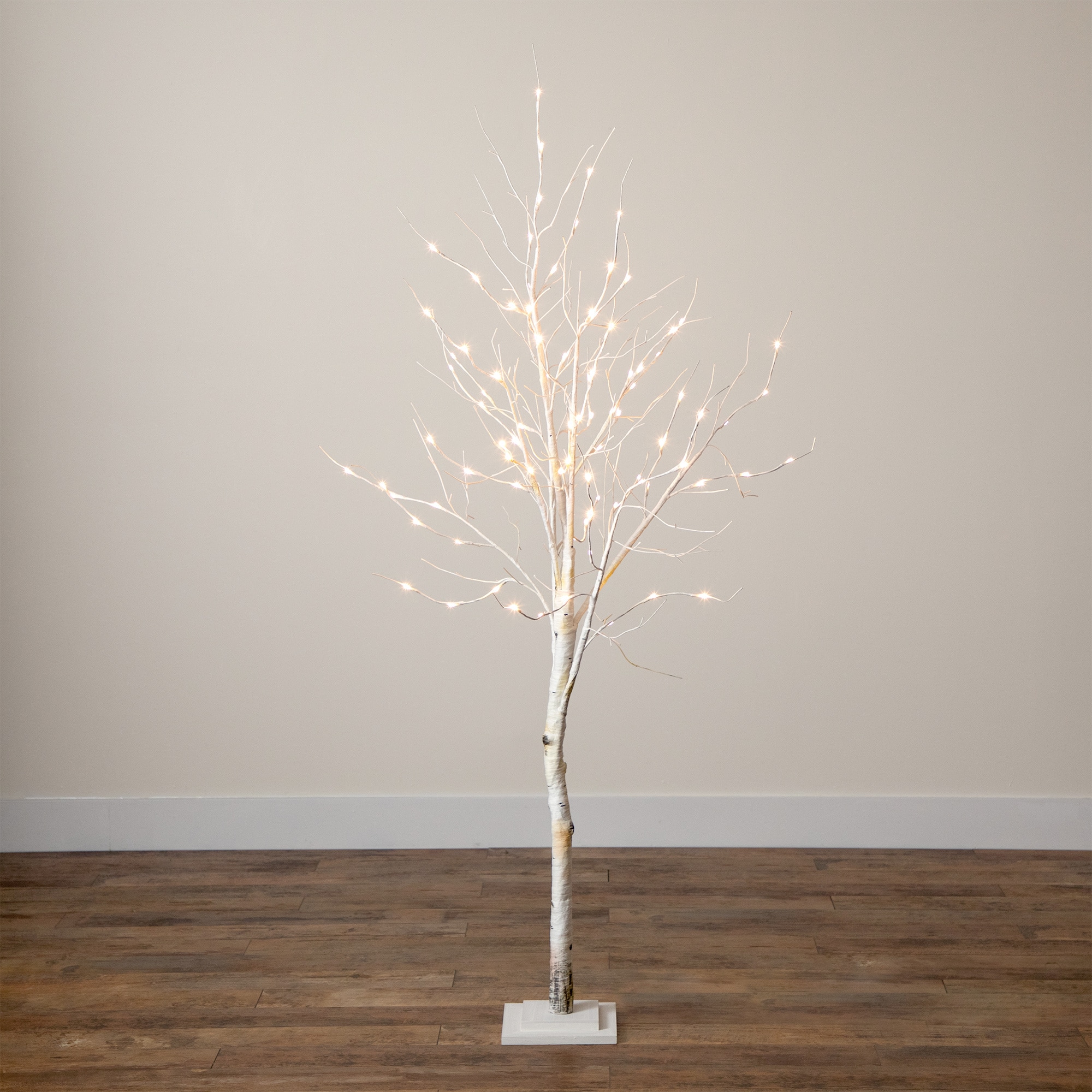 6ft. Pre-Lit White Birch Artificial Christmas Tree, White LED Lights