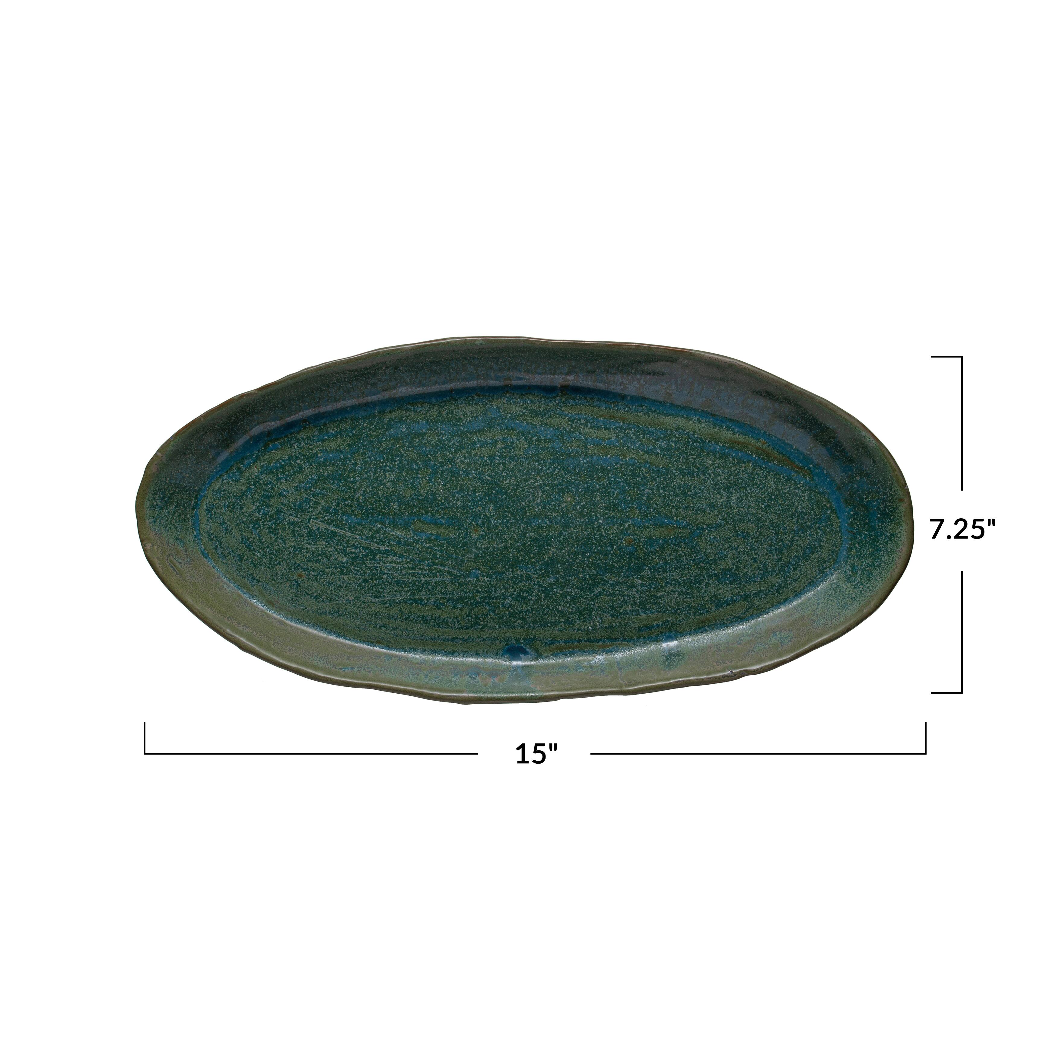 Hello Honey&#xAE; Matte Green Reactive Glaze Stoneware Plate Set